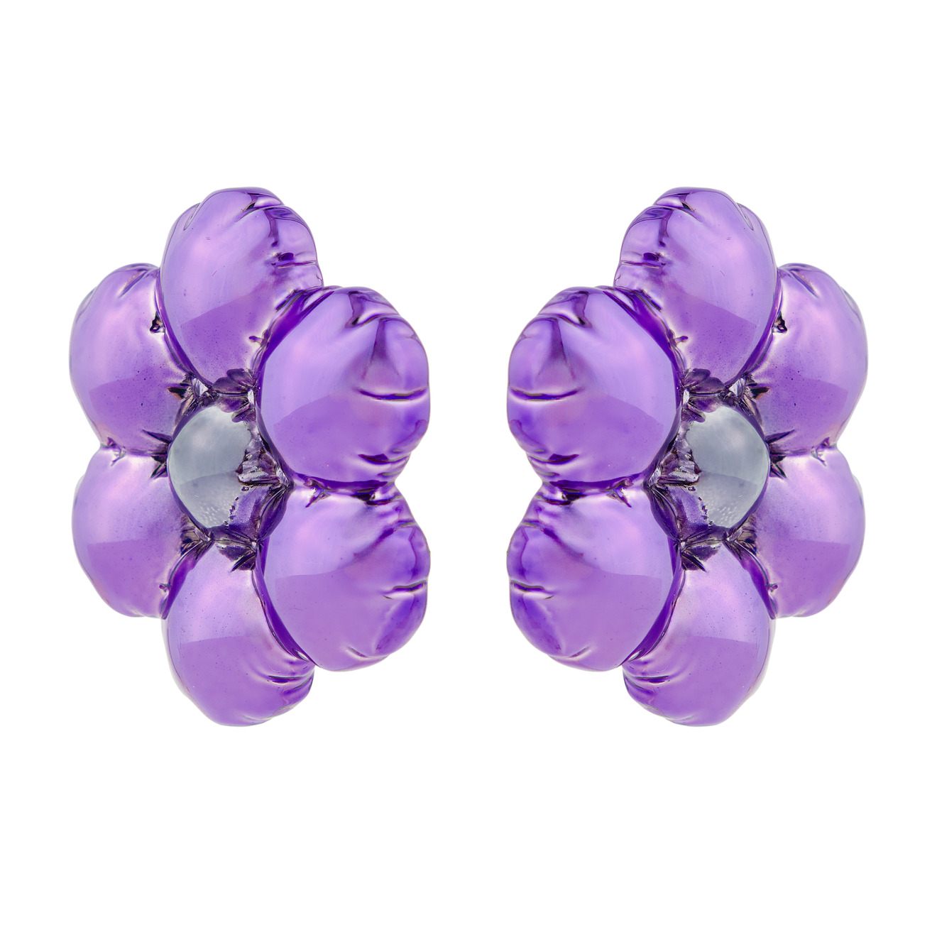 Marni Фиолетовые серьги-клипсы с шарообразными цветками цена и фото