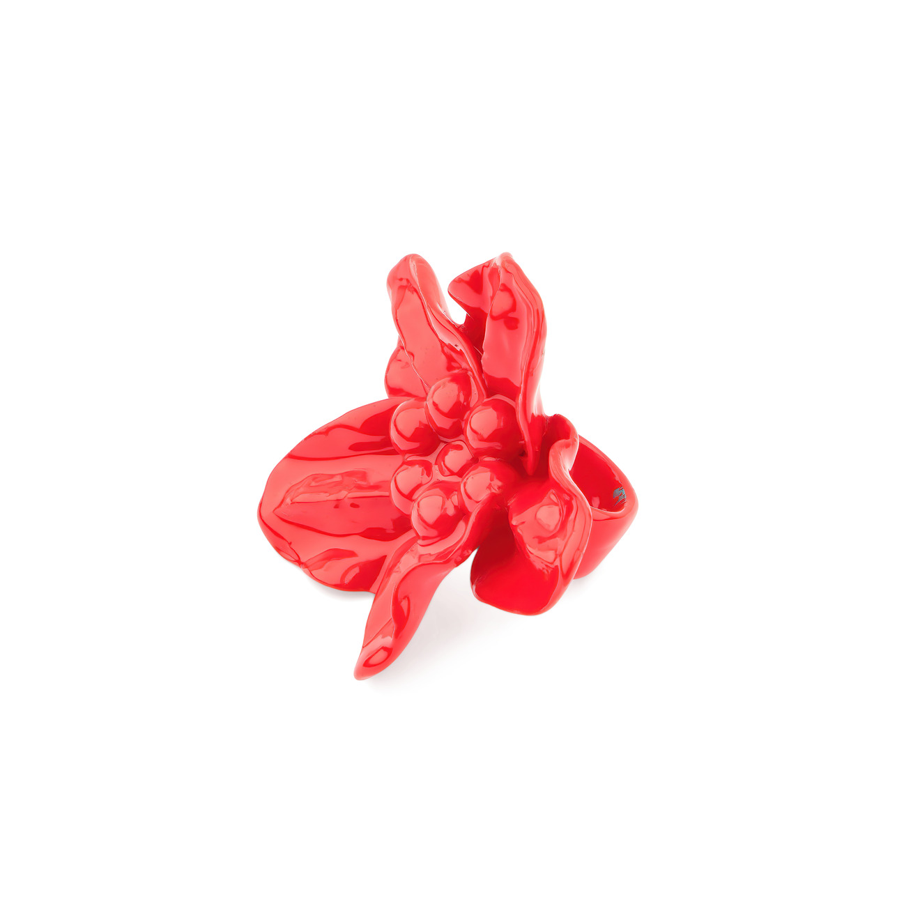 Marcela Lopez Объемное красное кольцо цветок