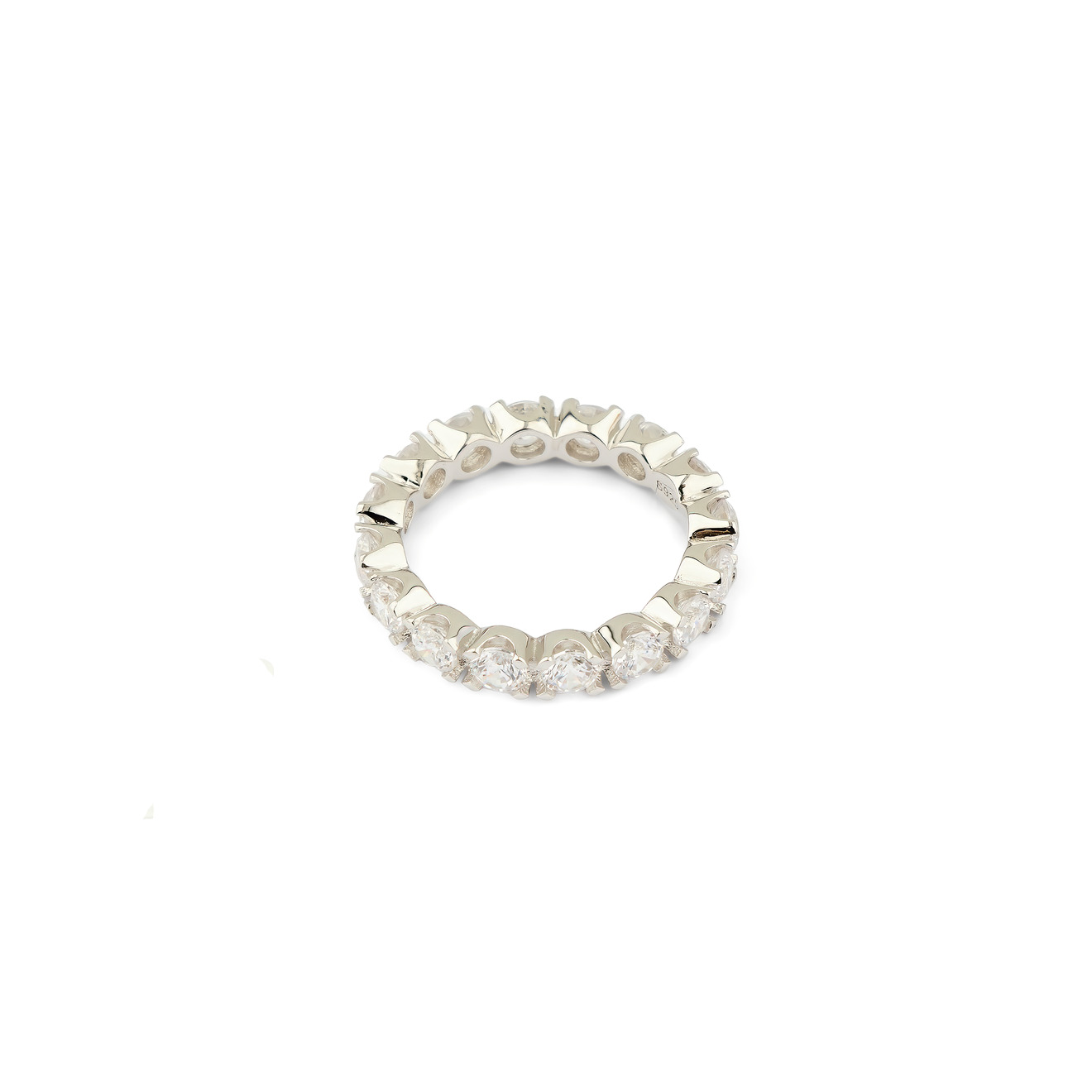 Holy Silver Тонкое кольцо из серебра с дорожкой из белых кристаллов skye покрытое розовым золотом квадратное кольцо из серебра с дорожкой из белых кристаллов