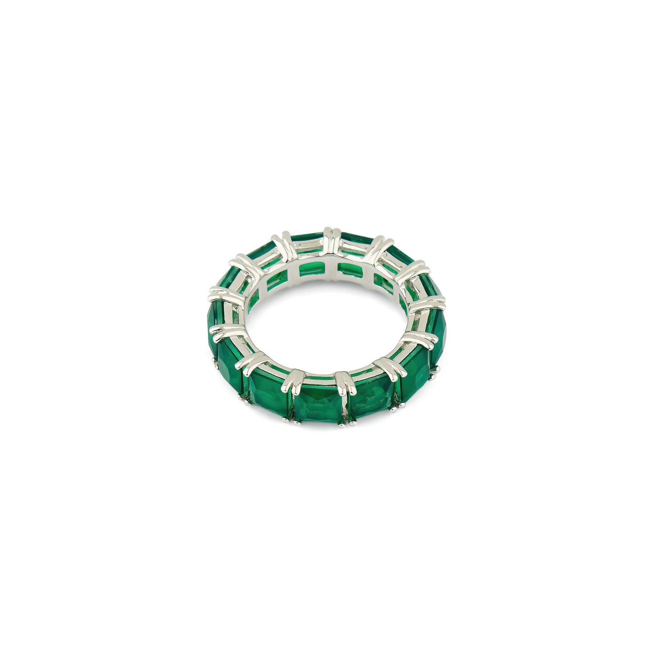 цена Holy Silver Кольцо из серебра с дорожкой из зеленых кристаллов