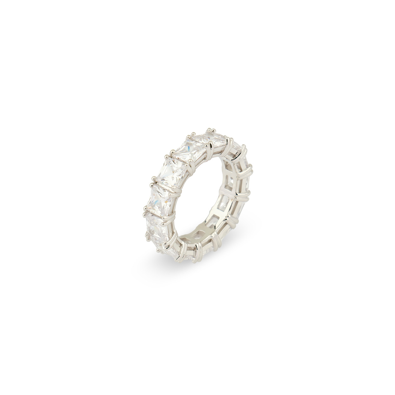 Holy Silver Кольцо из серебра с дорожкой из белых кристаллов skye покрытое розовым золотом квадратное кольцо из серебра с дорожкой из белых кристаллов