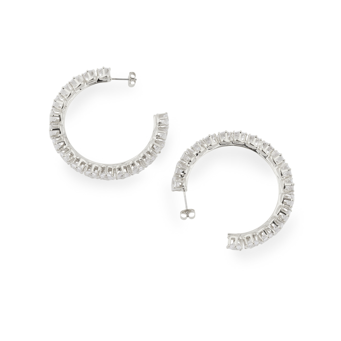 Herald Percy Серебристые серьги-кольца с кристаллами herald percy серебристые серьги с каплями кристаллами