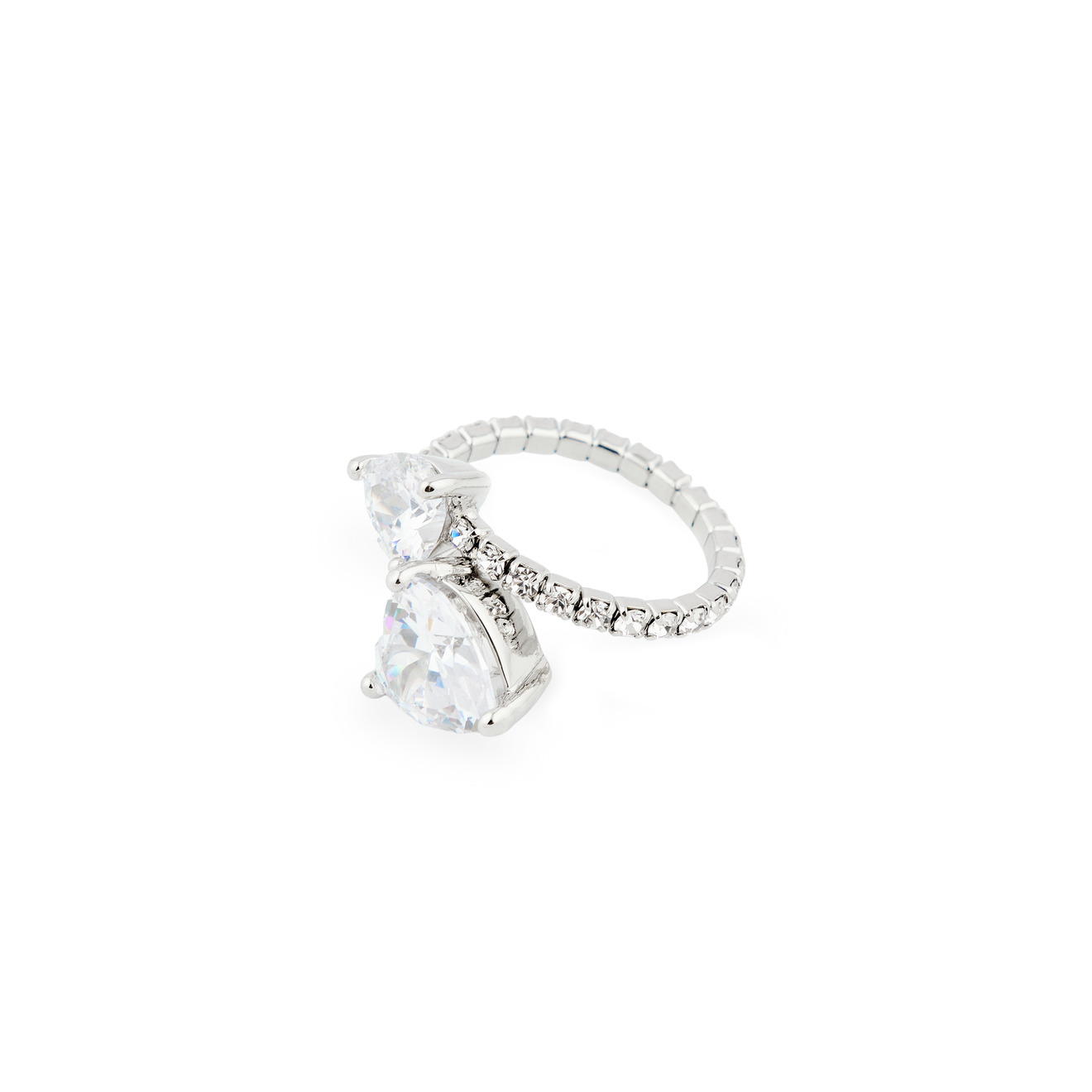 Herald Percy Серебристое кольцо из кристаллов с сердцами herald percy серебристое кольцо из трех элементов с паве из зеленых и синих кристаллов
