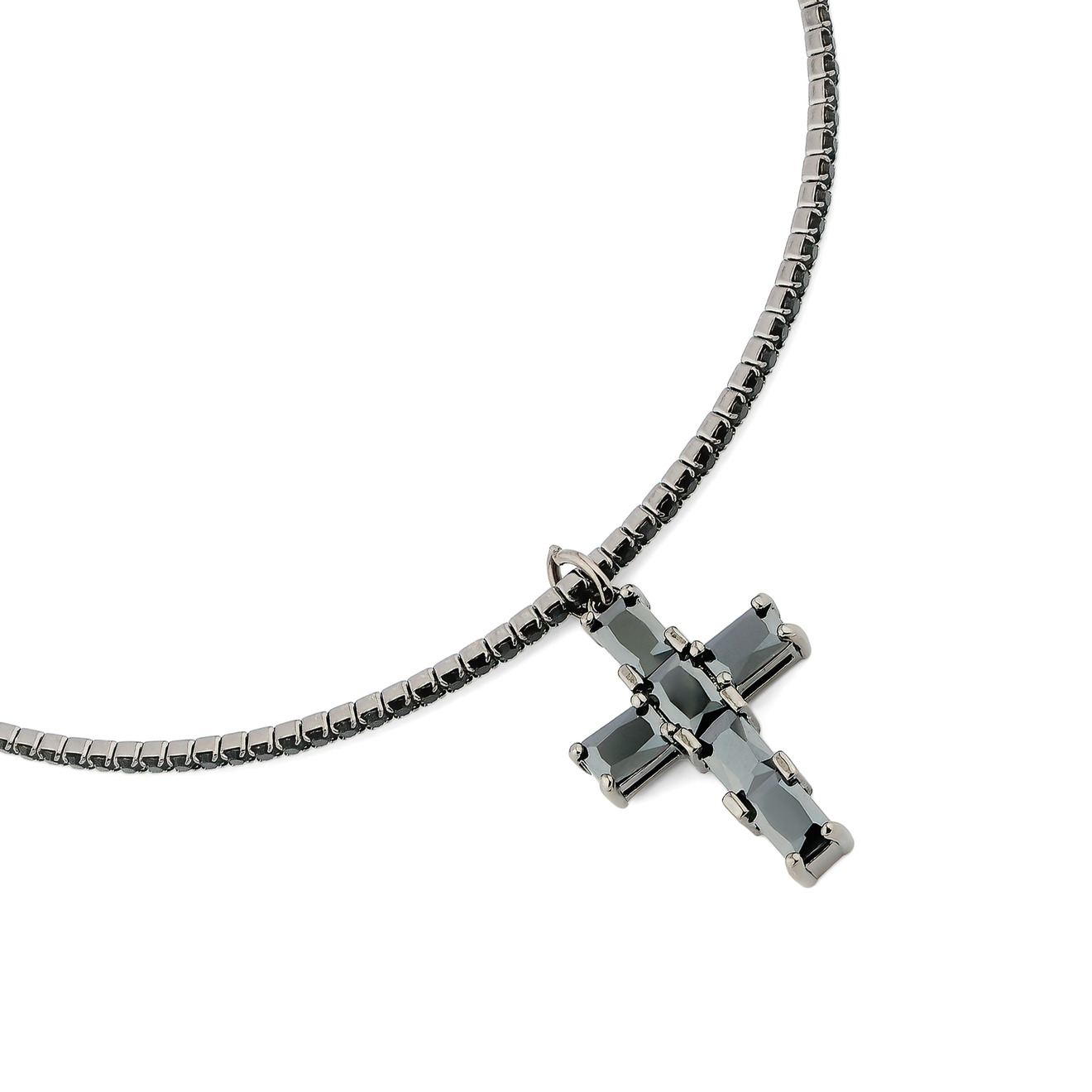 Herald Percy Чокер с черными кристаллами и крестом цепочка чокер с крестом