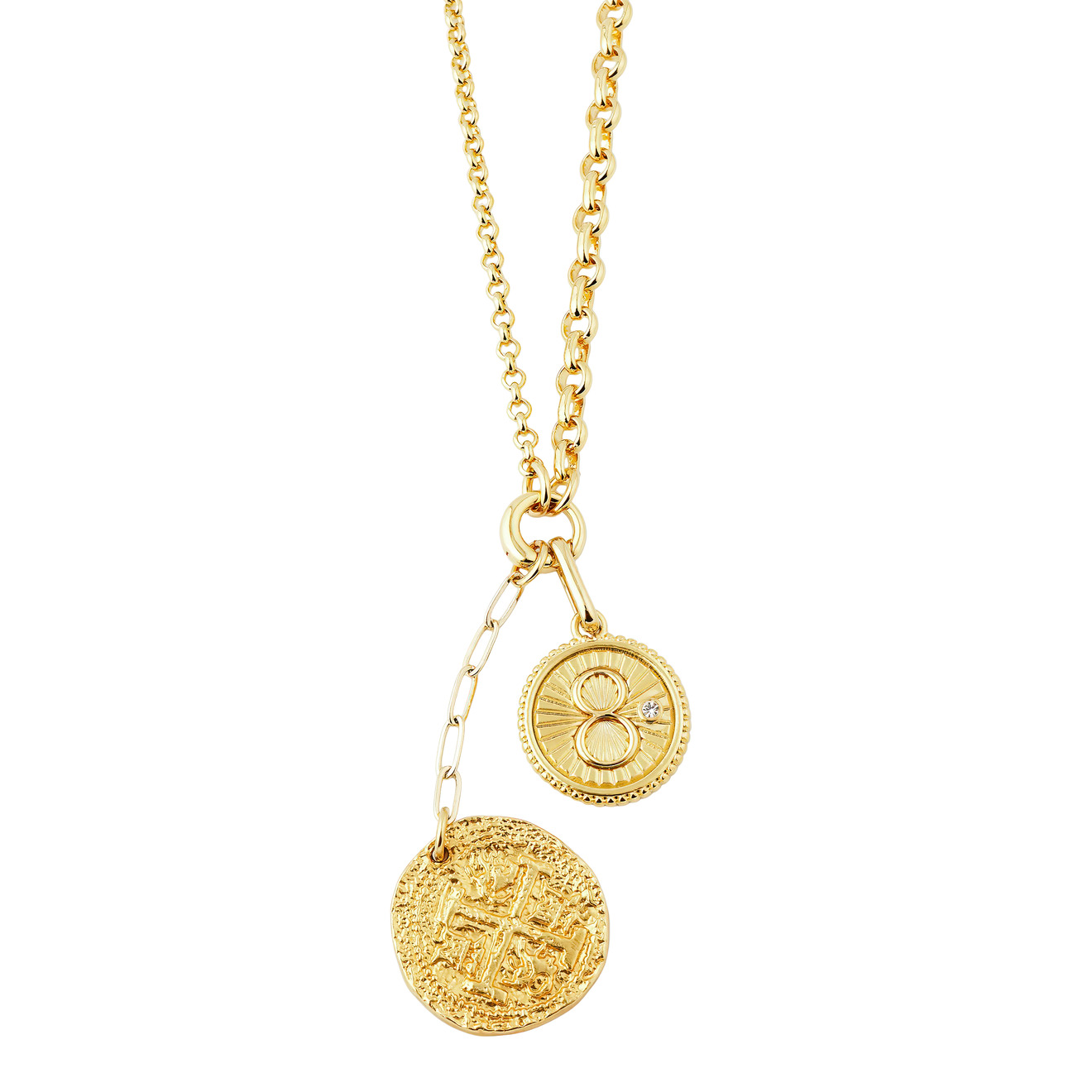 Aloud Золотистая цепочка с подвесками монетами с восьмеркой aqua золотистая цепочка с розовым сердцем