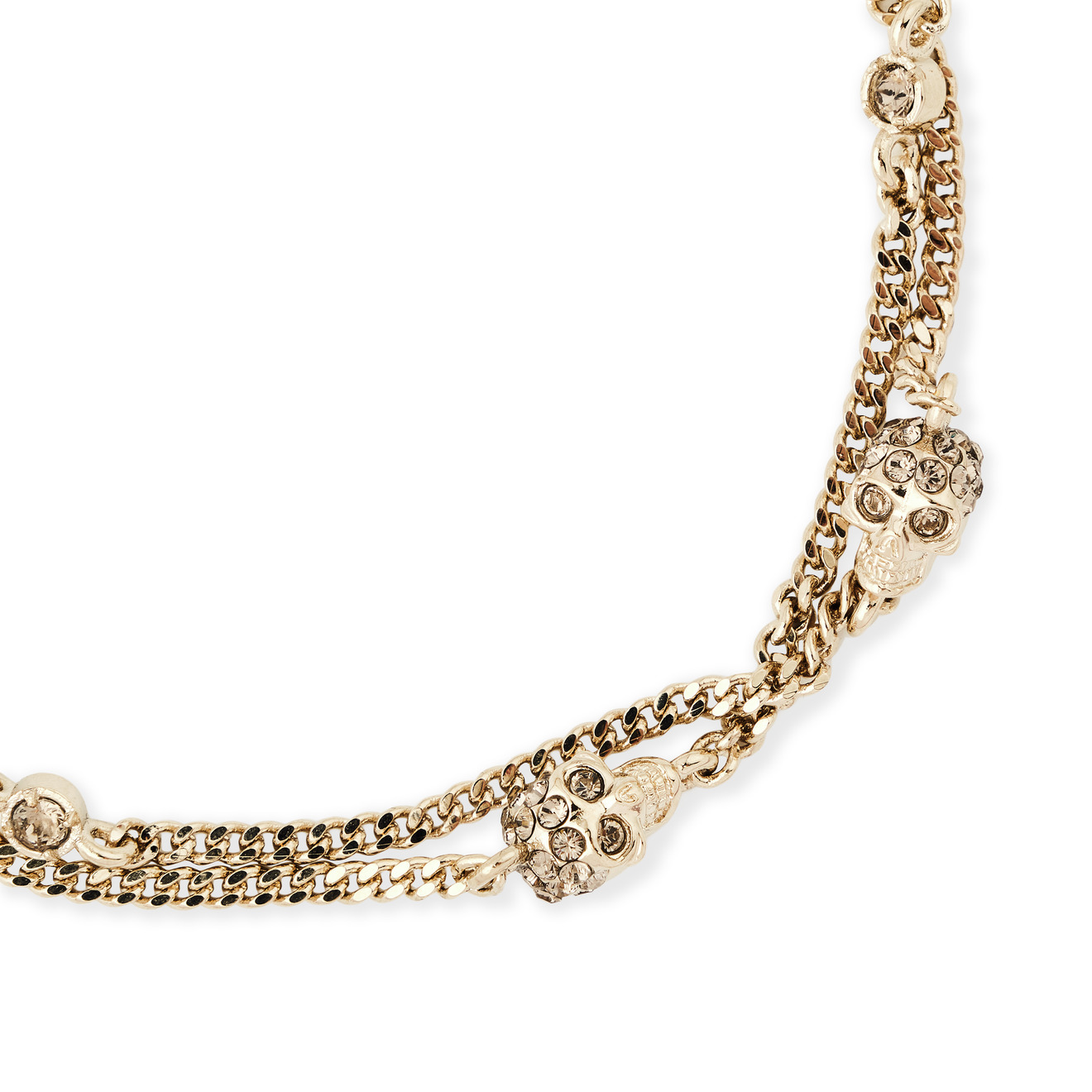 Alexander McQueen Серебристый браслет с кристаллами MULTI CHAIN BRACELET браслет alexander mcqueen skull chain bracelet золотой