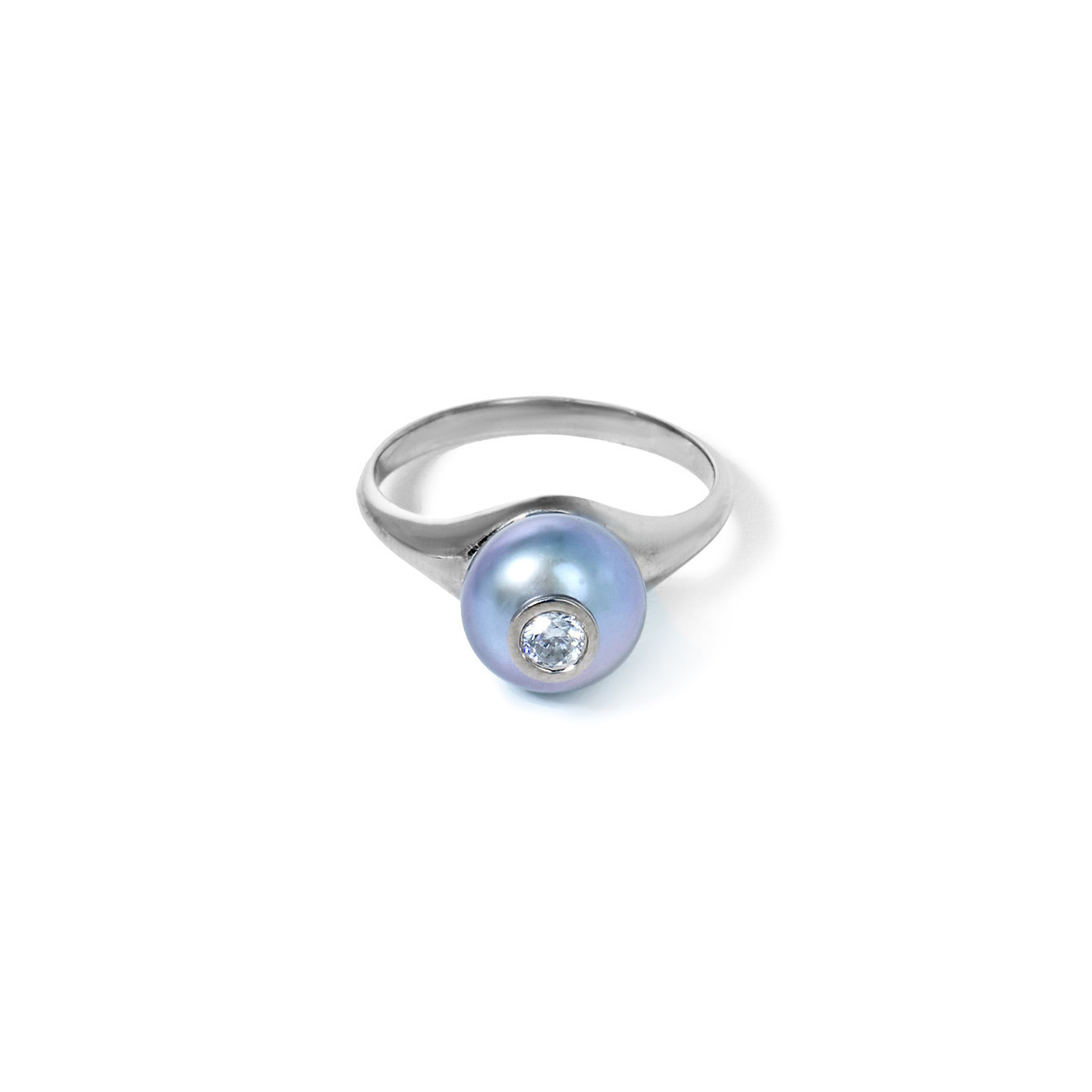 Серебряное кольцо с жемчугом и кристаллом, из коллекции Balancing Pearls