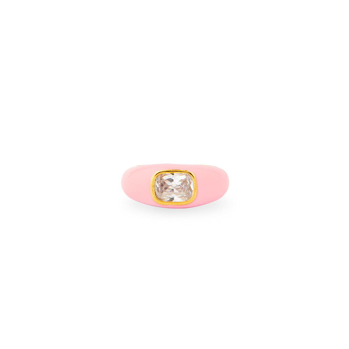 Herald Percy Кольцо с розовой эмалью и кристаллом herald percy золотистое кольцо с овальным кристаллом