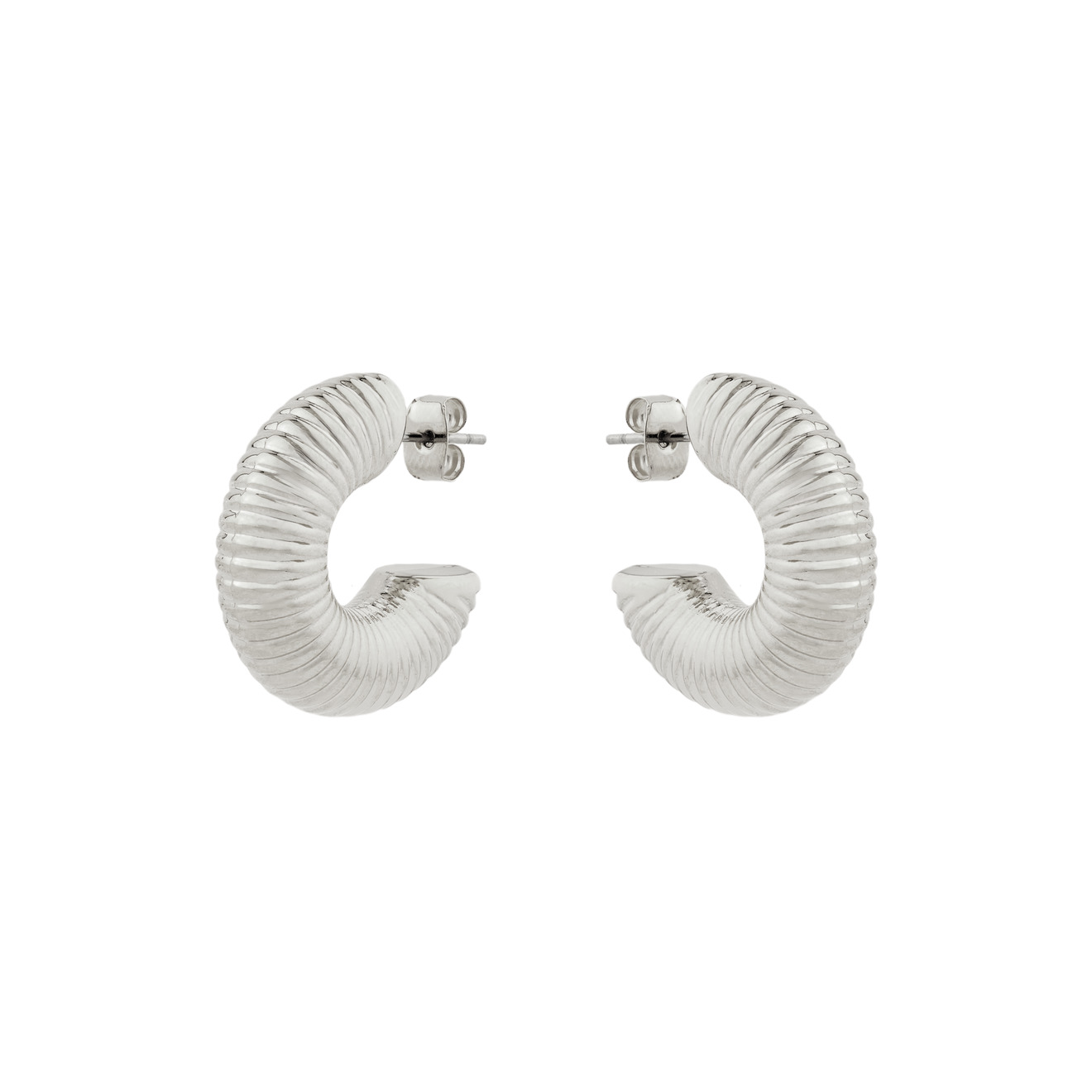 Aqua Серебристые маленькие рифленые серьги-кольца aqua серебристые изогнутые серьги кольца