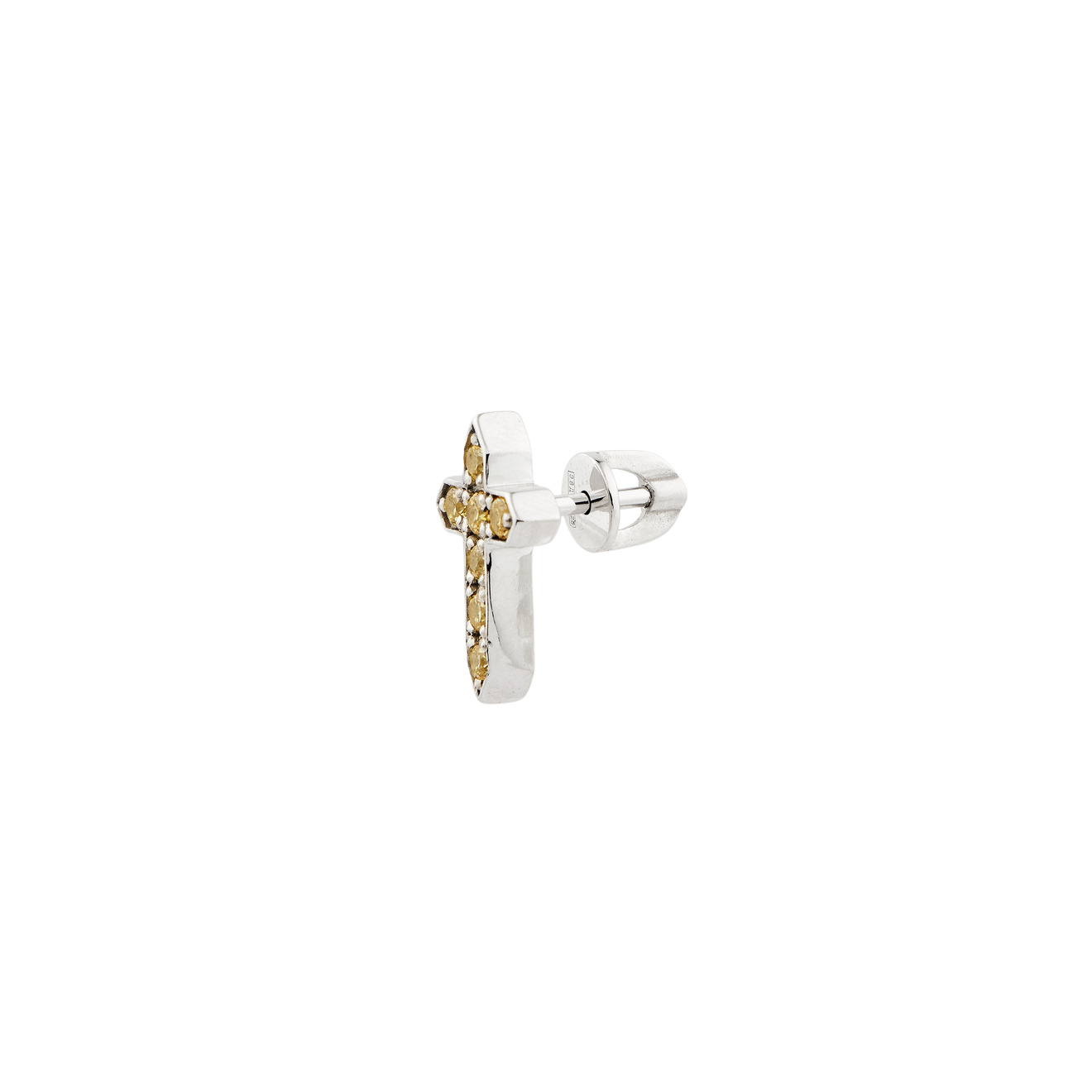 11 Jewellery Золотистая моносерьга Holy Crystal из серебра