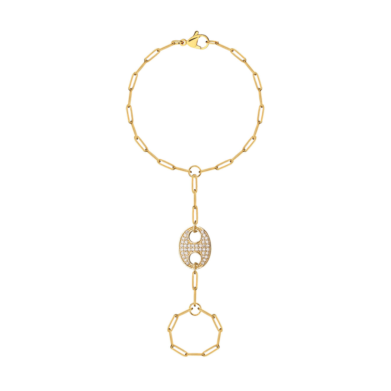 Maniovich AM Золотистый слейв-браслет со звеньями в виде кофейных зеренCoffee Bean Ring Bracelet alexander mcqueen золотистый браслет с жемчужинами chain pearl bracelet