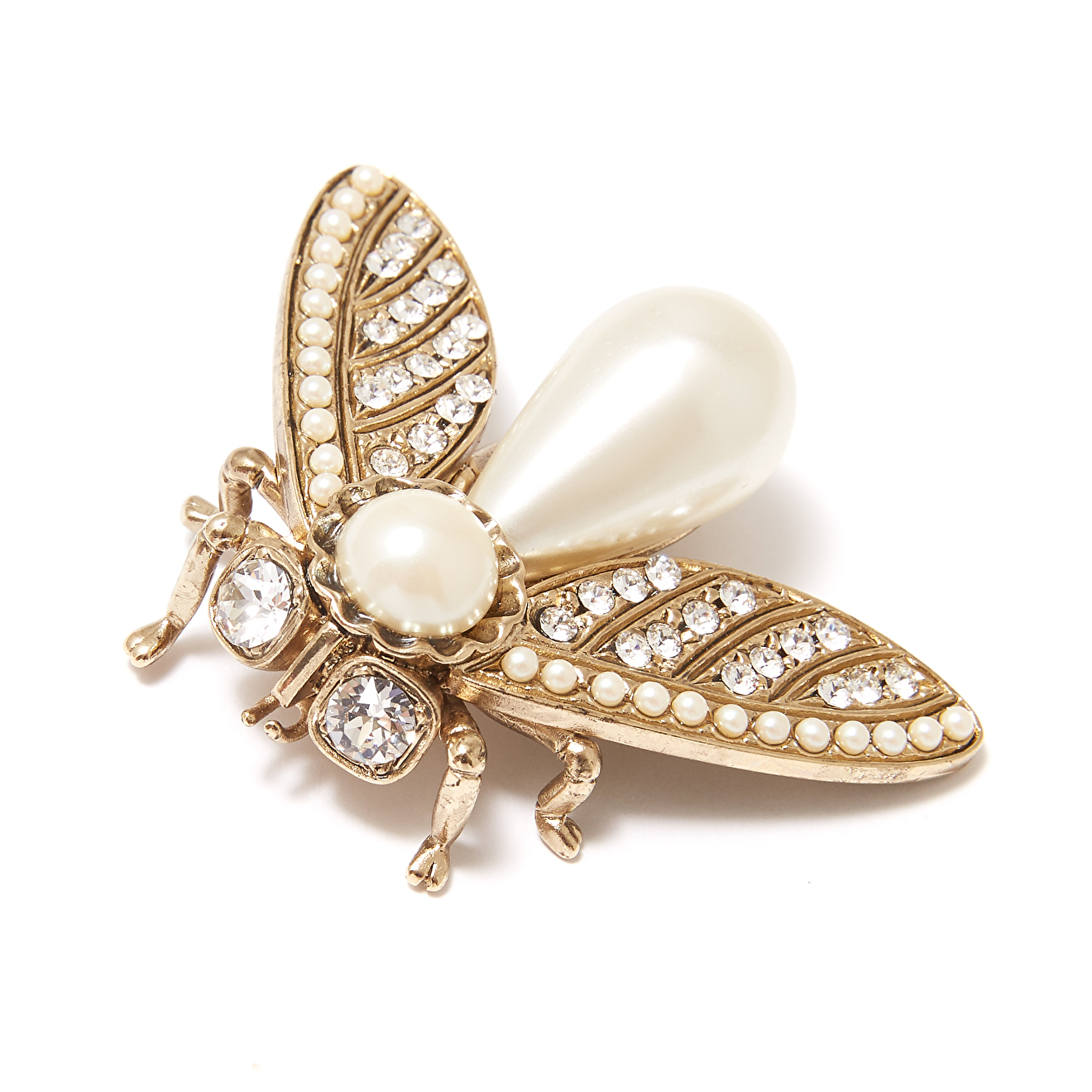 Fly brooch with mother-of-pearl crystals