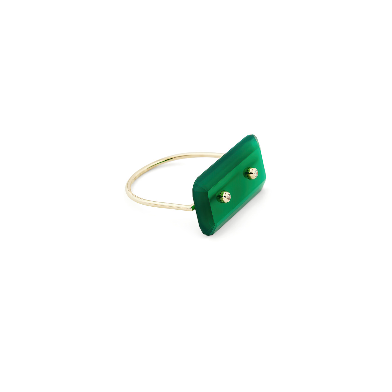 кольцо с бриллиантами ониксом бирюзой из белого золота Anima Кольцо из золота с зеленым ониксом и бриллиантами