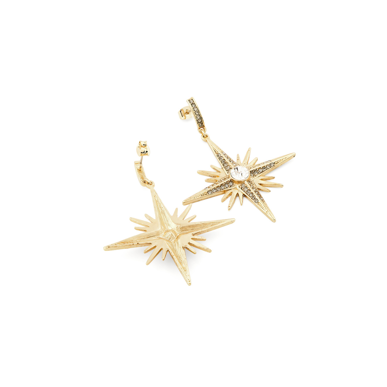 Free Form Jewelry Золотистые четырехконечные серьги-звезды с кристаллом aqua золотистые серьги звезды