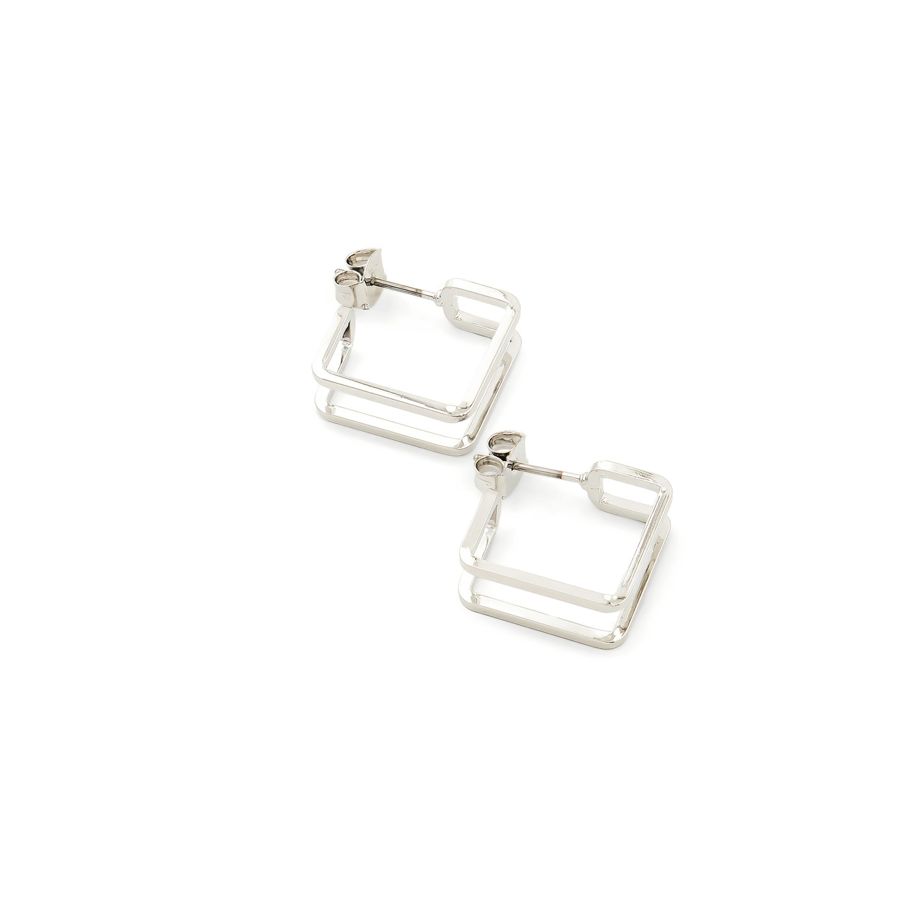 Free Form Jewelry Серьги серебристые двойные квадраты free form jewelry биколорные мятые абстрактные серьги
