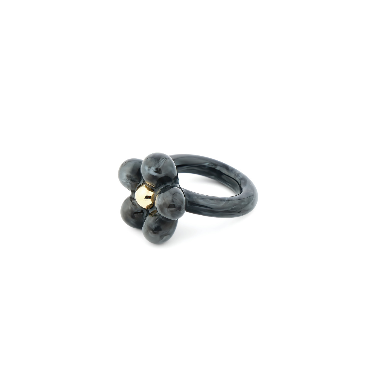 Aqua Кольцо-цветок черное aqua золотистое кольцо цветок с белой бусиной