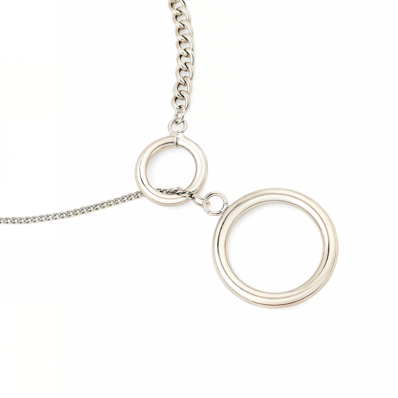 Free Form Jewelry Браслет серебристый с двумя кольцами большим и малым цена и фото