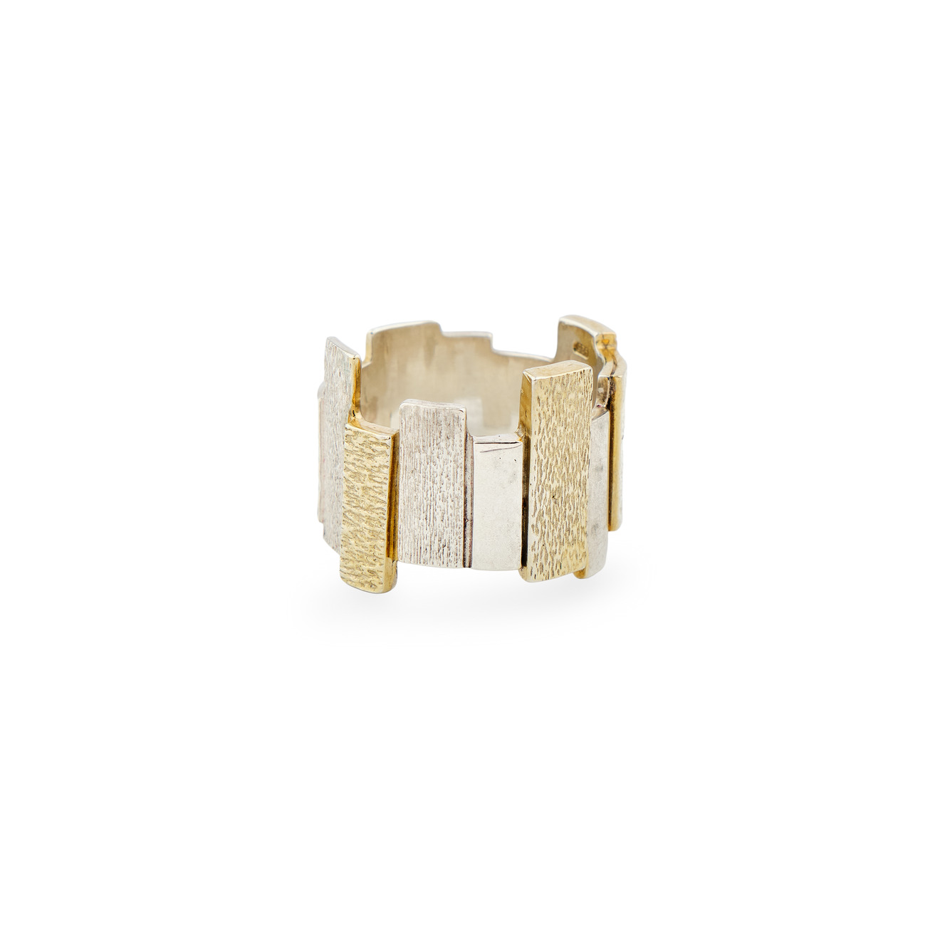 цена УРА jewelry Биколорное фактурное кольцо-город из серебра