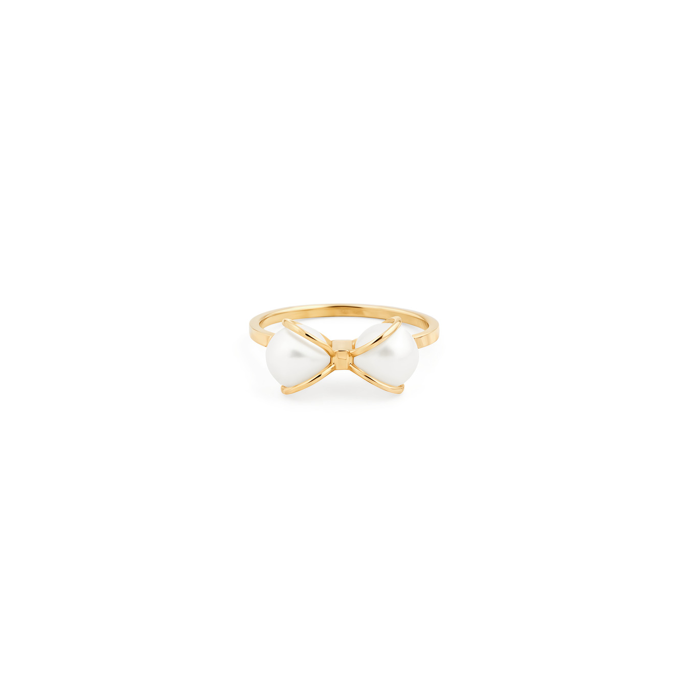 ringstone позолоченное кольцо из серебра с жемчугом LUTA Jewelry Позолоченное кольцо-бантик из серебра с жемчугом
