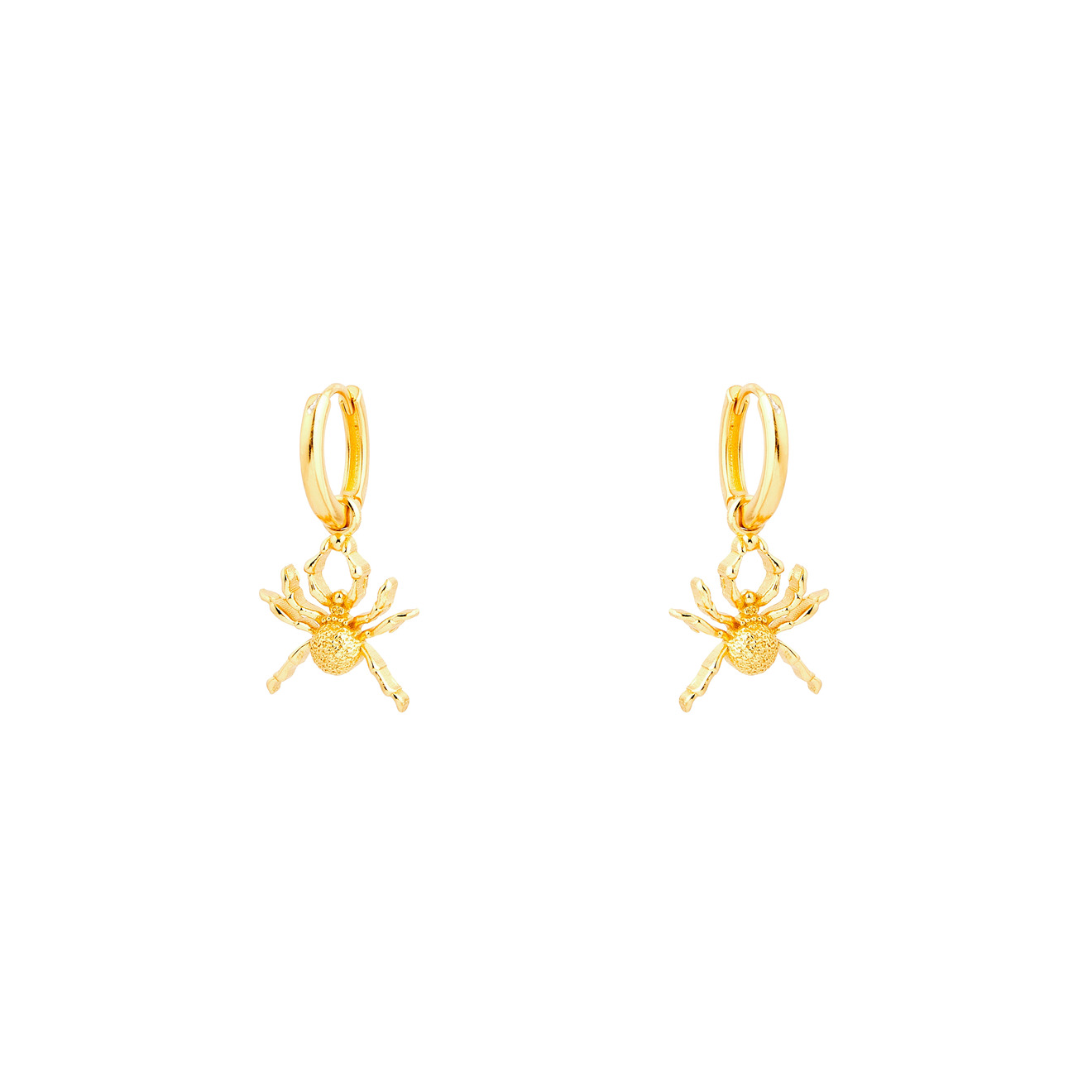 skye позолоченные серьги кольца с подвесками крестами Natia x Lako Позолоченные серьги-кольца с подвесками в виде пауков