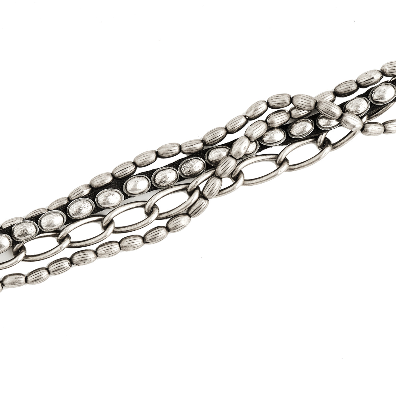 GOTI Многослойный браслет из серебра с разными цепочками goti браслет из серебра с цепочками