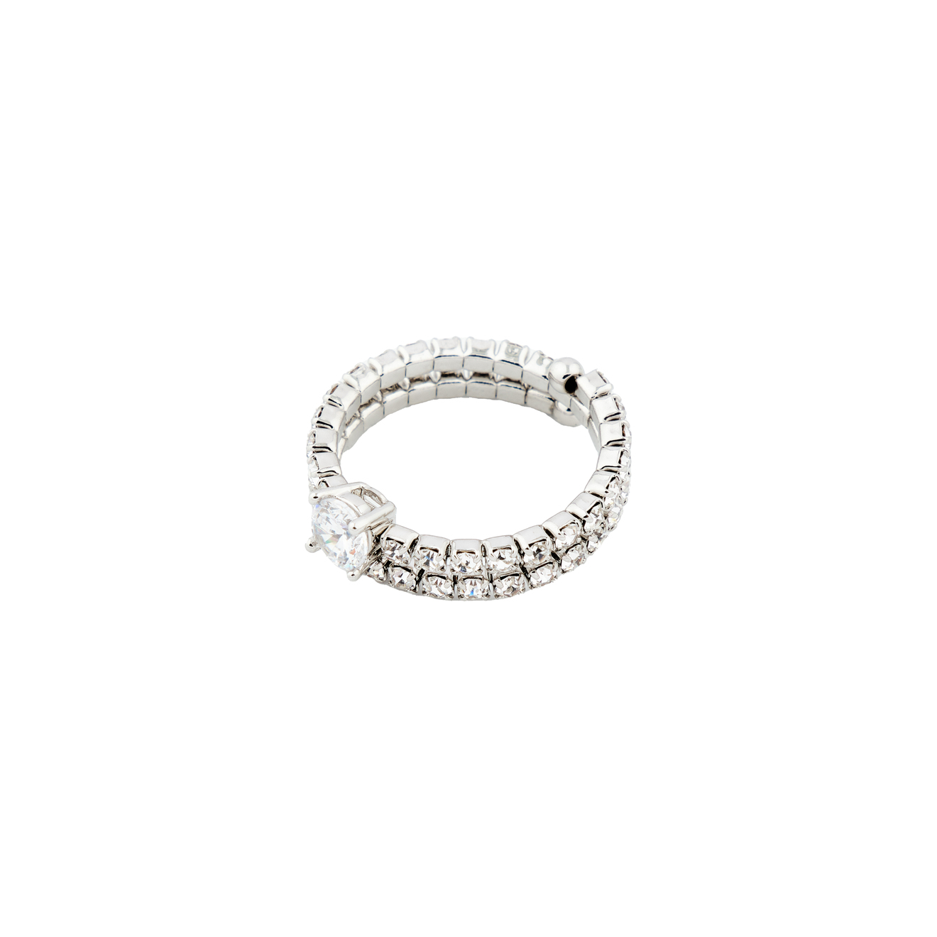 Herald Percy Серебристое кольцо из кристаллов с круглым кристаллом lisa smith серебристое кольцо с кисточкой из цепочек