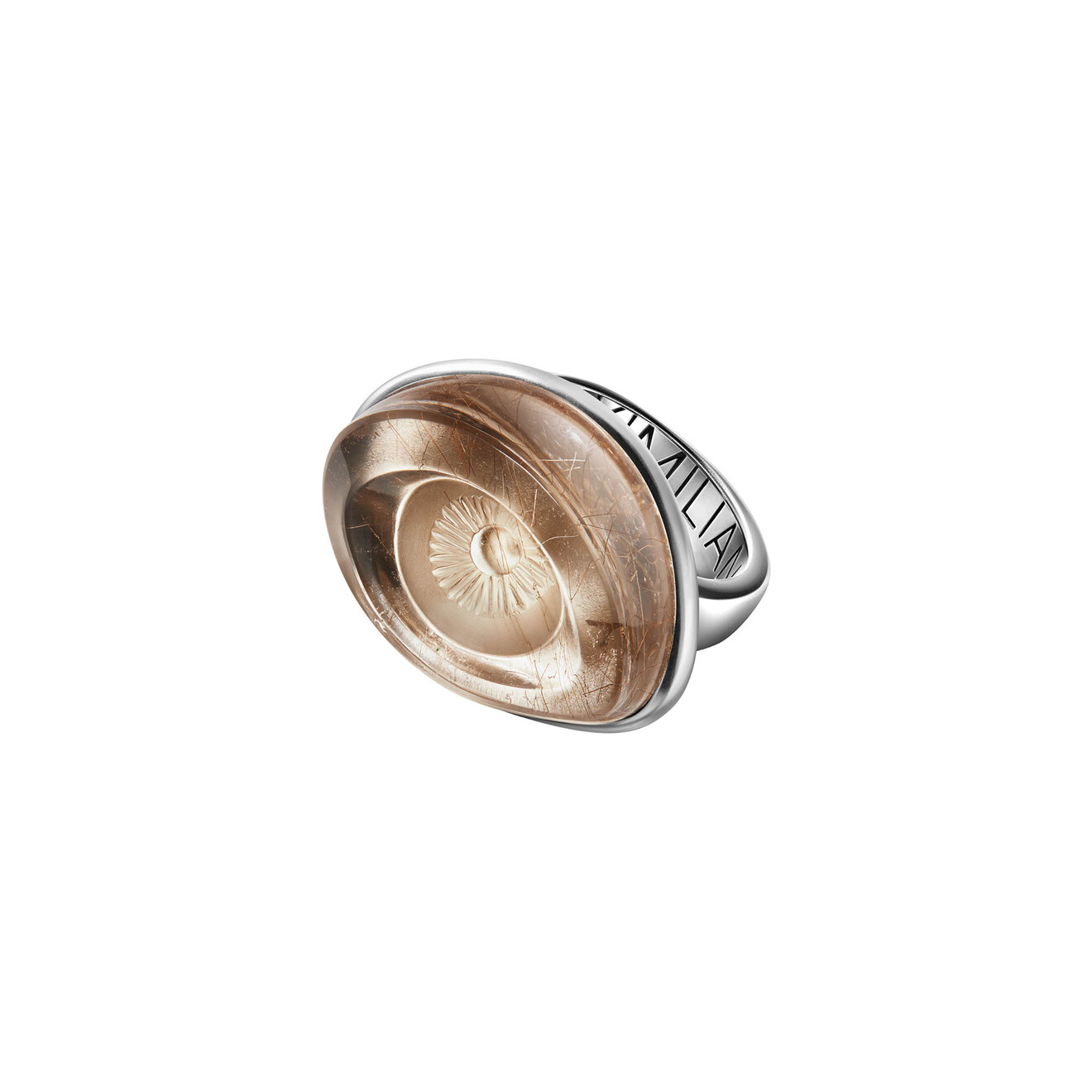 Maximilian Silver Label Кольцо Глаз с резным кварцем волосатиком maximilian silver label матовое кольцо из серебра