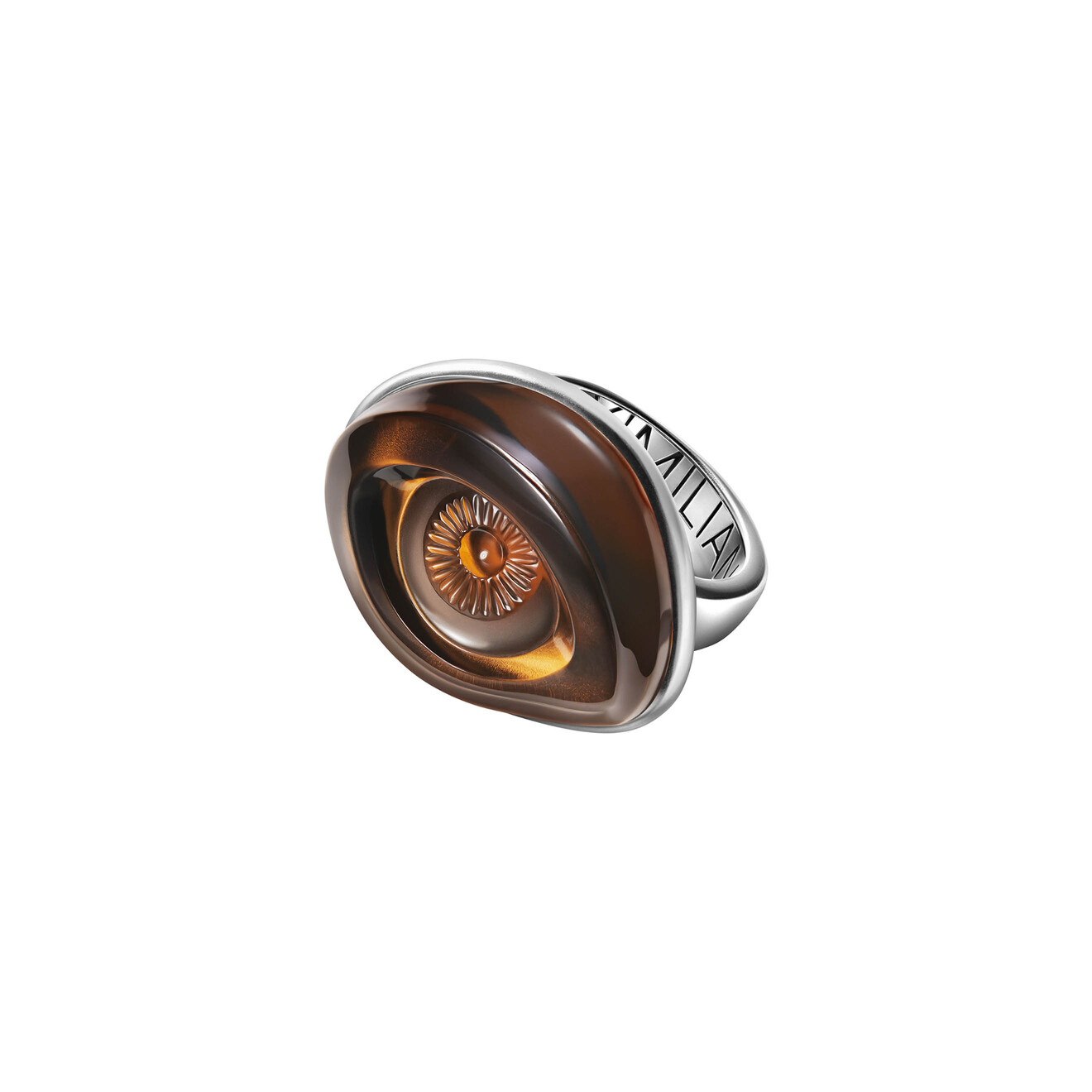 Maximilian Silver Label Кольцо Глаз с дымчатым резным кварцем кольцо с агатом дымчатым треугольное 2301 18
