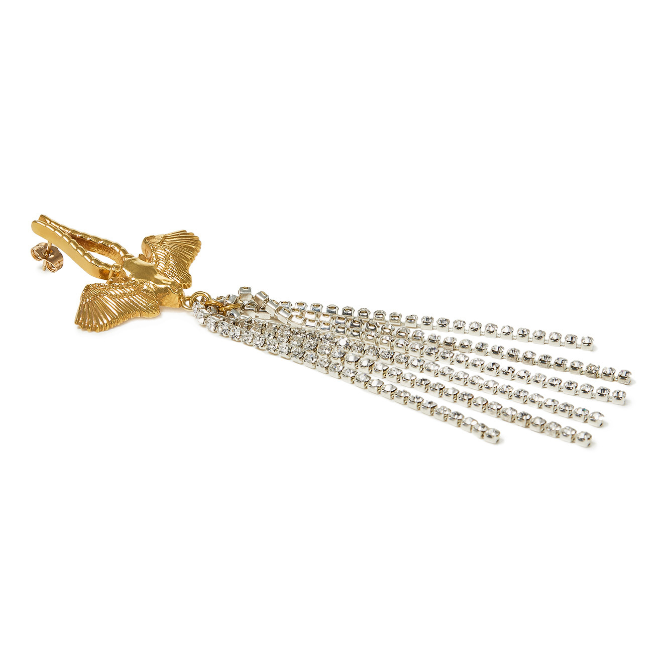Позолоченные серьги с крыльями и подвесками из кристаллов