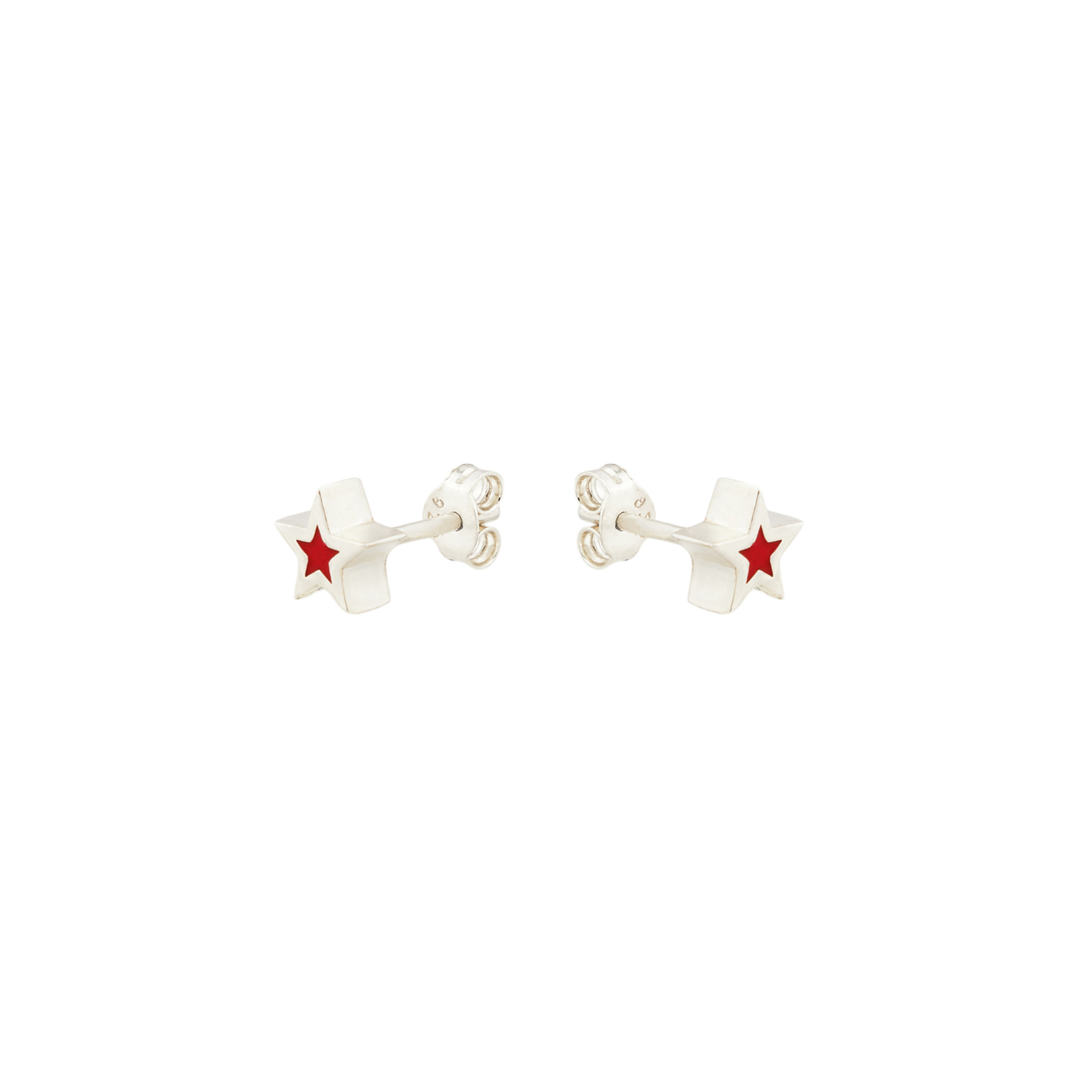 УРА jewelry Серьги-звезды из серебра с красной эмалью ура jewelry пусеты котята из серебра с эмалью