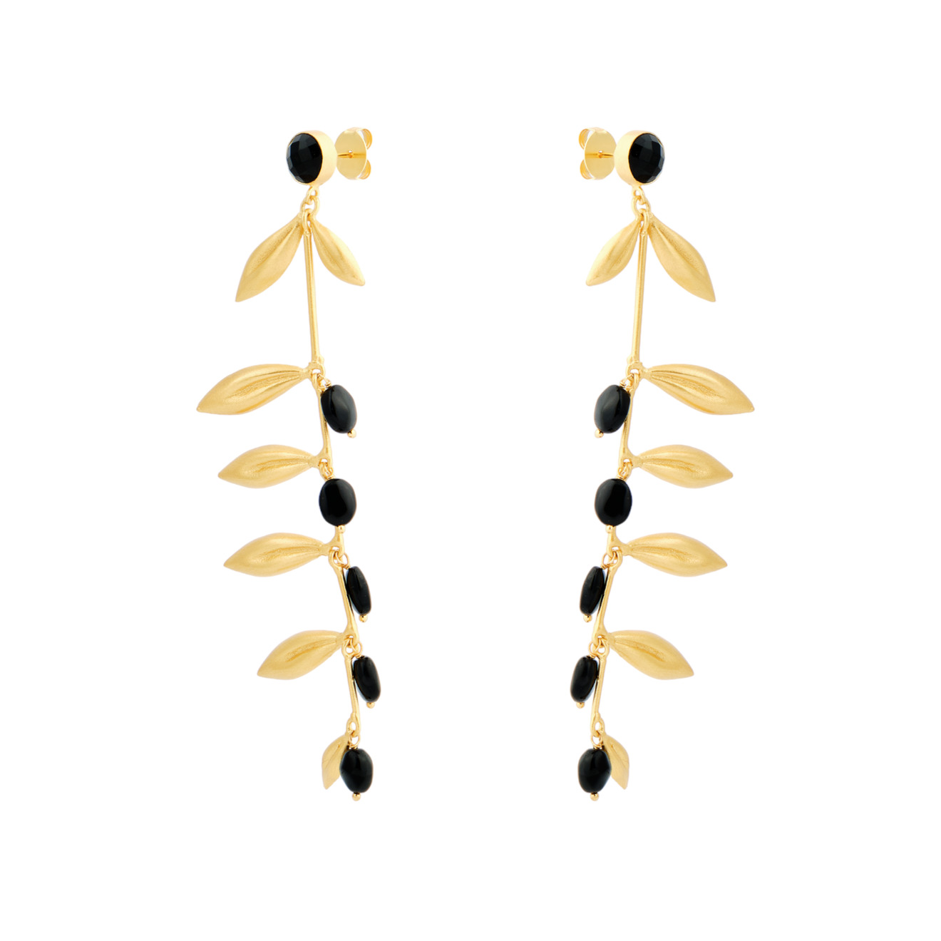 Boheme Серьги Daun с черным ониксом boheme покрытые золотом серьги versailles с синим ониксом и цитрином