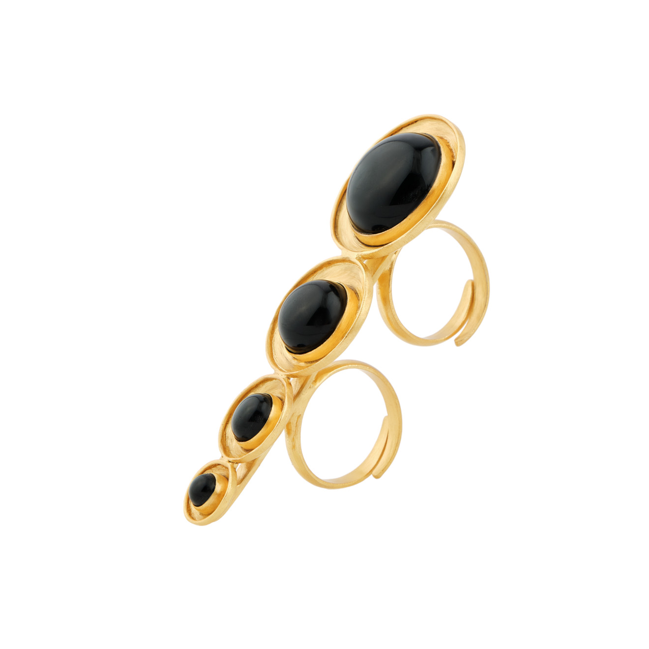 Boheme Кольцо VIDA с черным ониксом позолоченное кольцо с черным ониксом