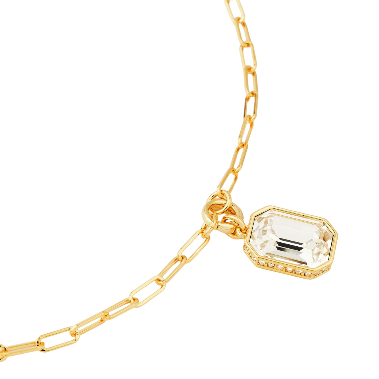 Aloud Золотистая цепь с крупным кристаллом hand around стальная цепь с крупным панцирным плетением