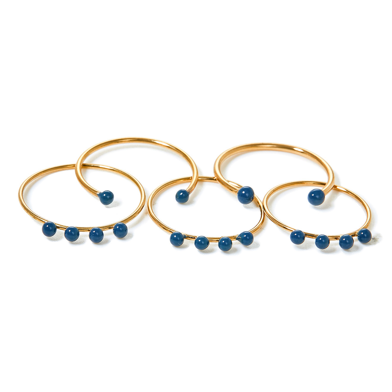 Set of "Casablanca" rings with dark blue beads