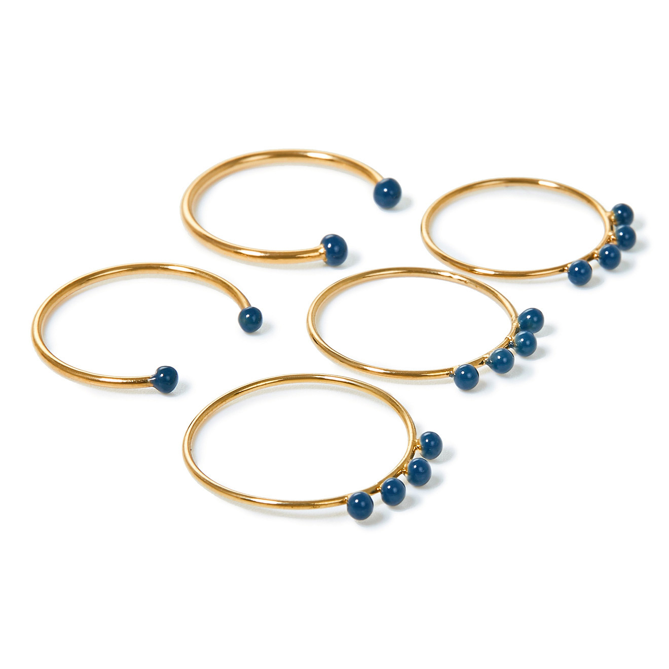 Set of "Casablanca" rings with dark blue beads
