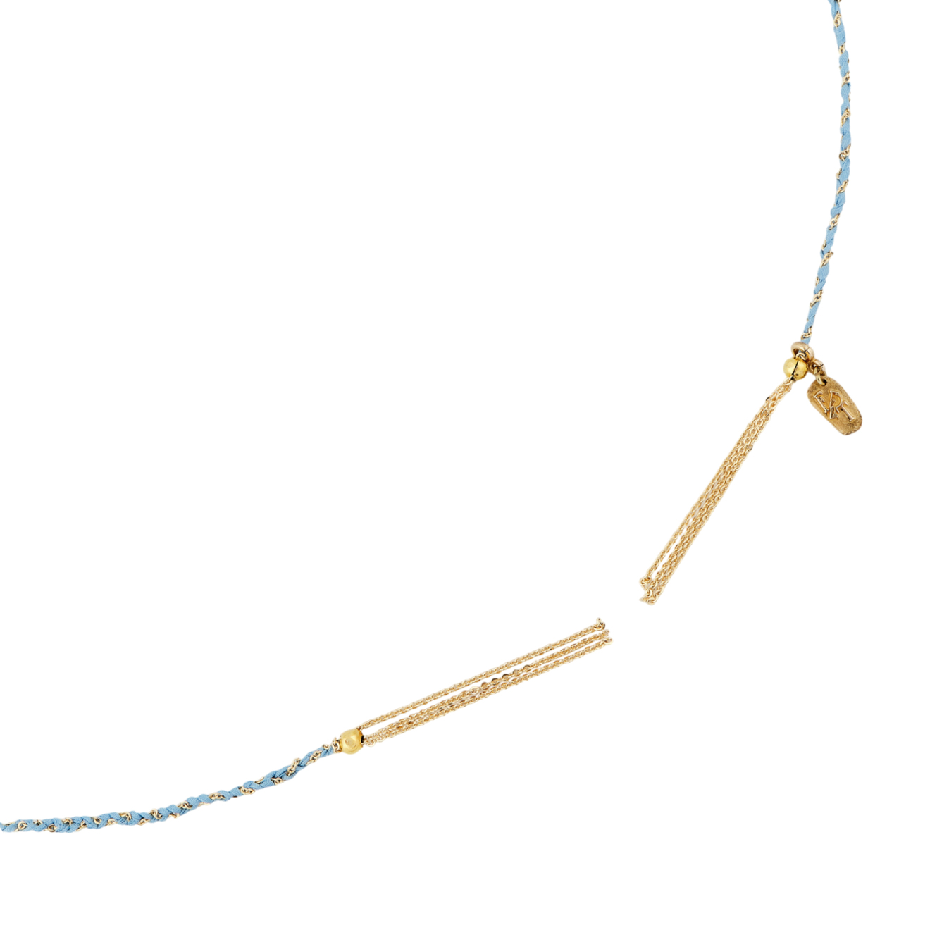 Fairy Table Бронзовая карамелька «Дюшес» на небесно-голубом шнурке из шелковой ленты с цепочкой