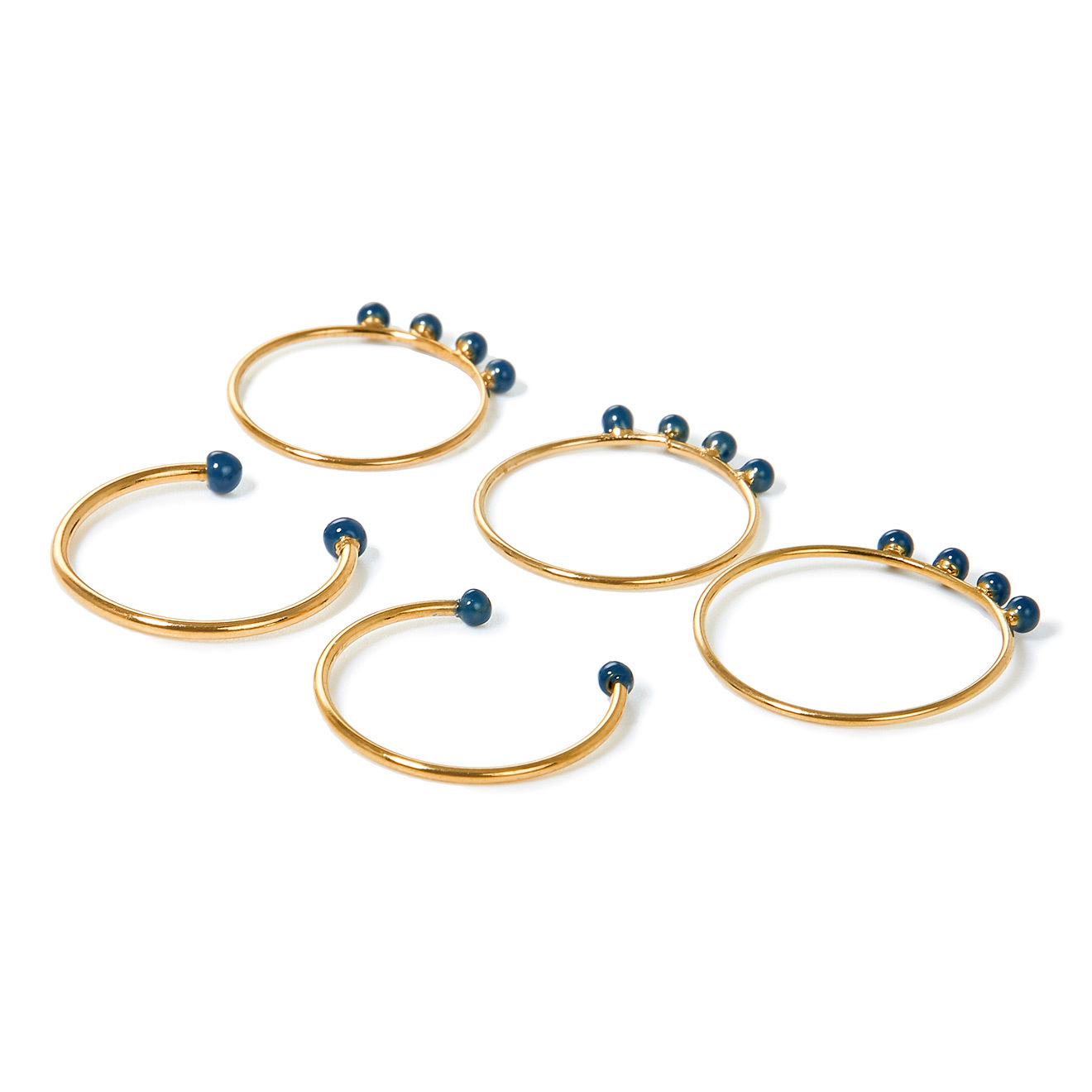 Set of "Casablanca" rings with dark blue beads