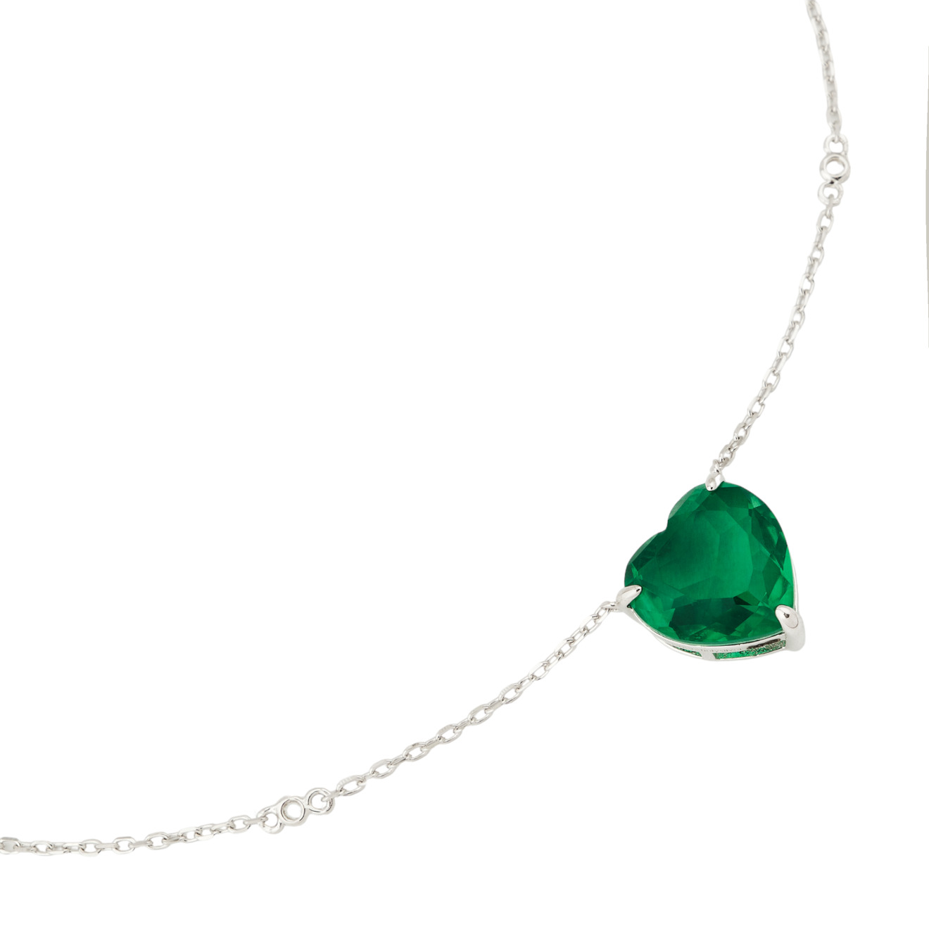 Holy Silver Колье из серебра с подвеской с зеленым сердцем aqua золотистая цепочка с зеленым сердцем