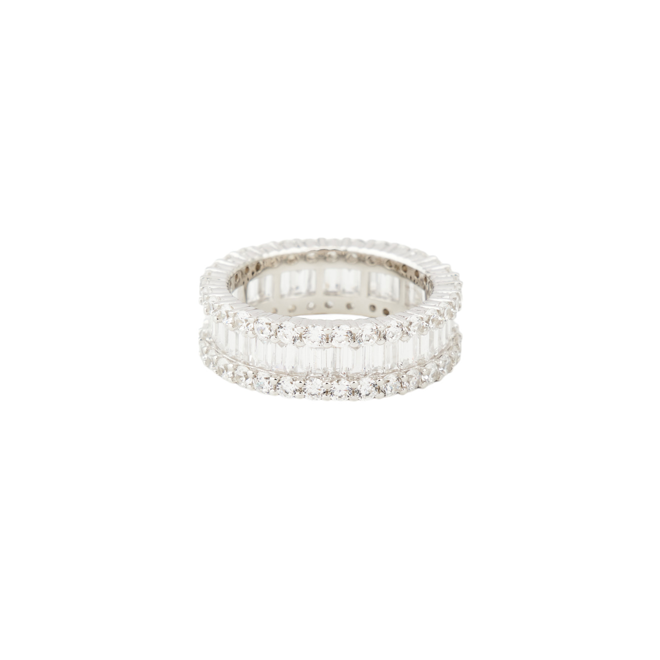Holy Silver Кольцо из двух видов прозрачных кристаллов holy silver кольцо дорожка из розовых и белых кристаллов разной формы