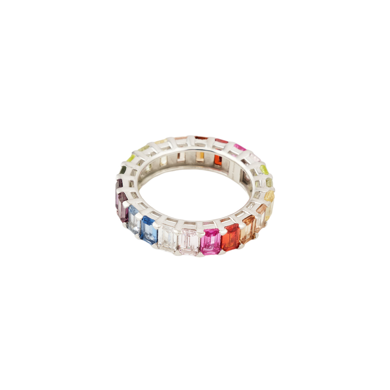 Holy Silver Кольцо из дорожки из разноцветных кристаллов holy silver кольцо дорожка из розовых и белых кристаллов разной формы