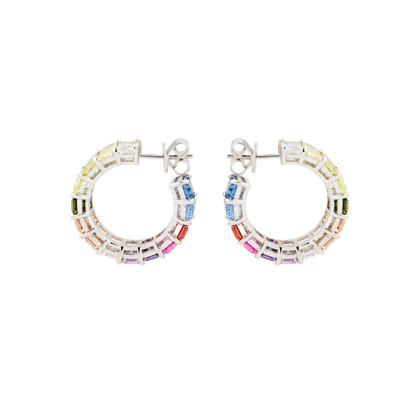 Holy Silver Серьги-кольца из разноцветных прямоугольных кристаллов фото