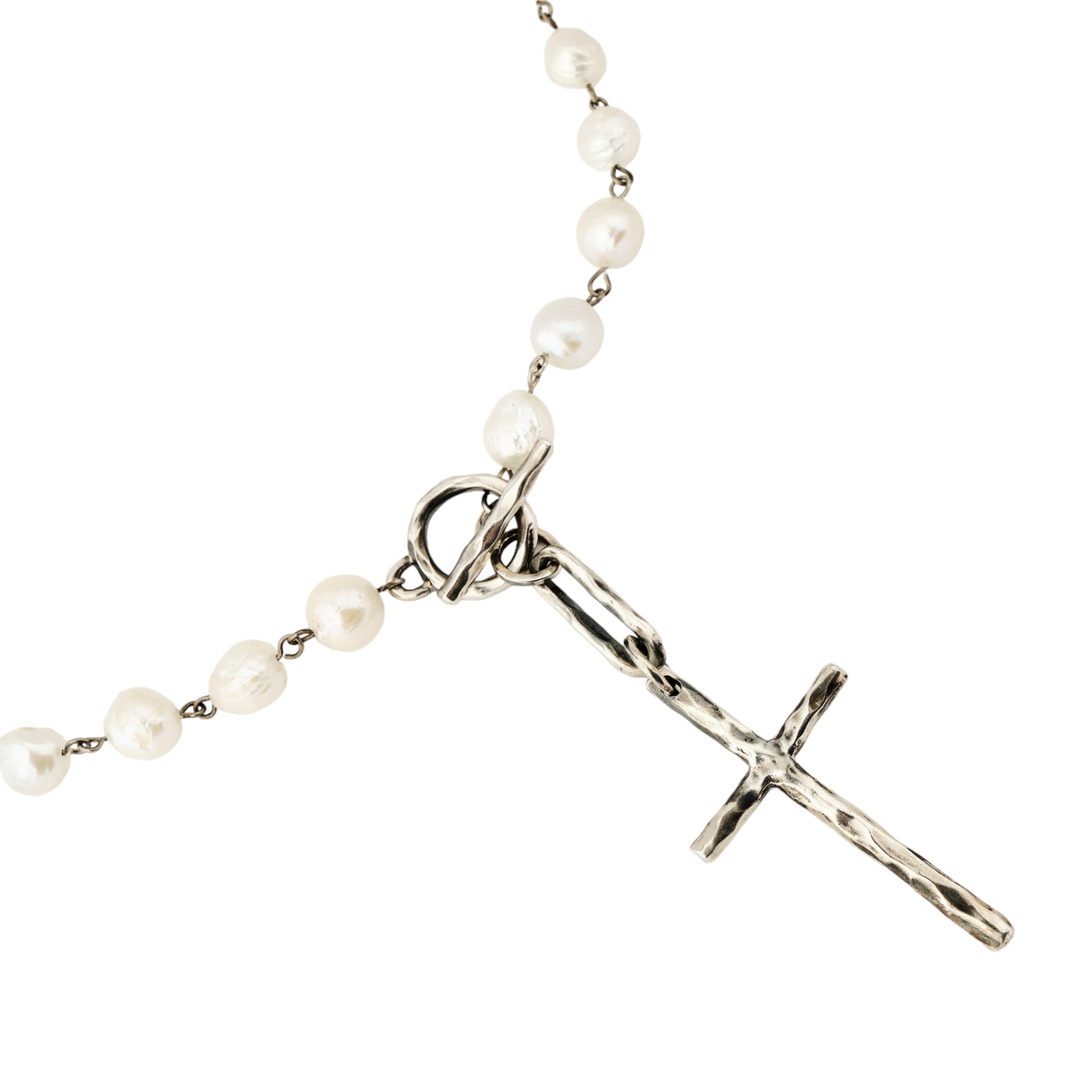 WILDHORN Колье из серебра с жемчугом с крестом