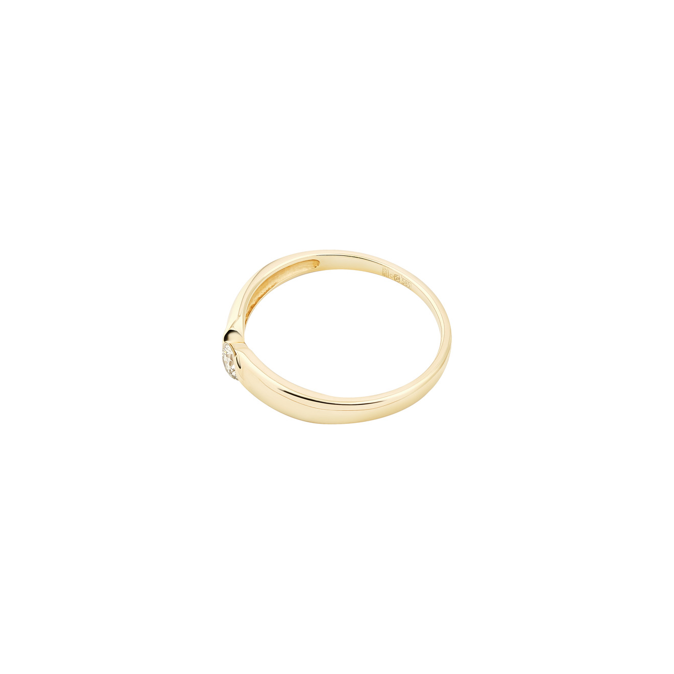 4C Кольцо из золота с бриллиантом в волне 4c кольцо из белого золота с бриллиантом