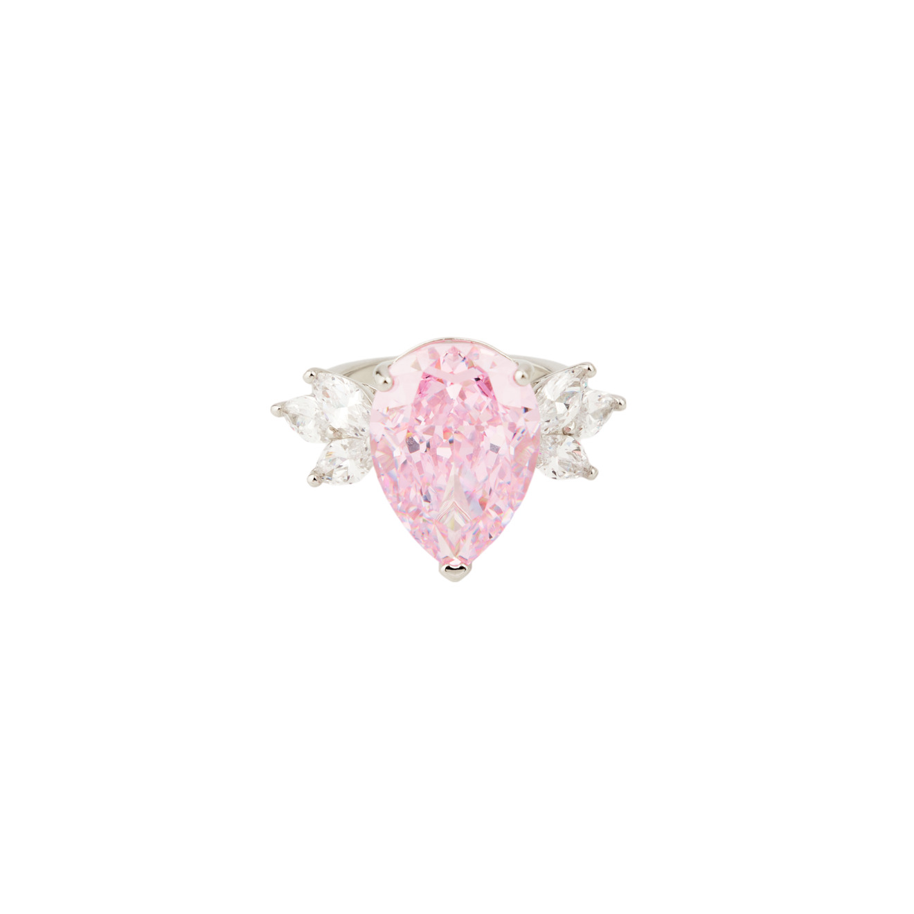 Holy Silver Кольцо из серебра с крупным розовым кристаллом и лепестками цена и фото