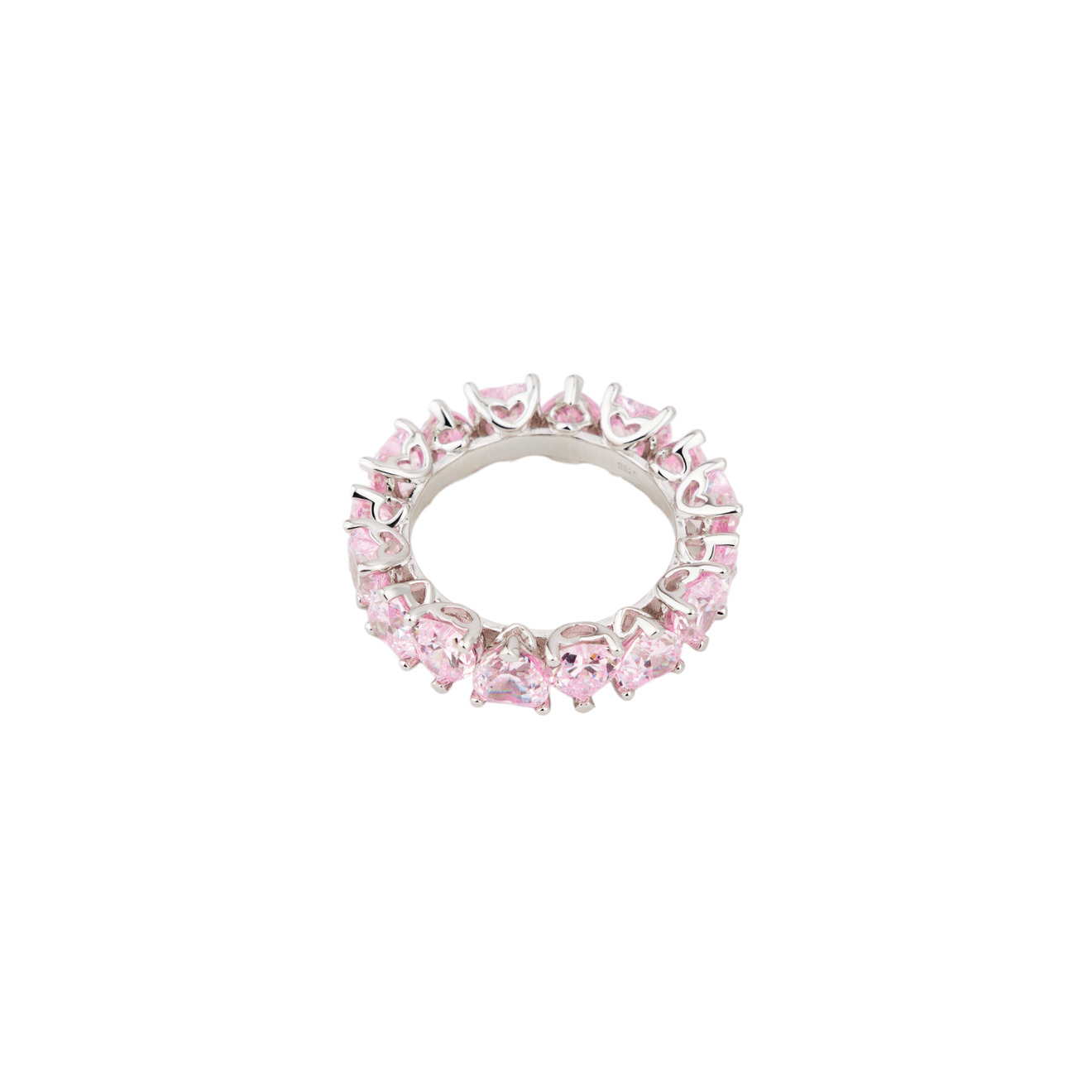 Holy Silver Тонкое кольцо из дорожки розовых кристаллов