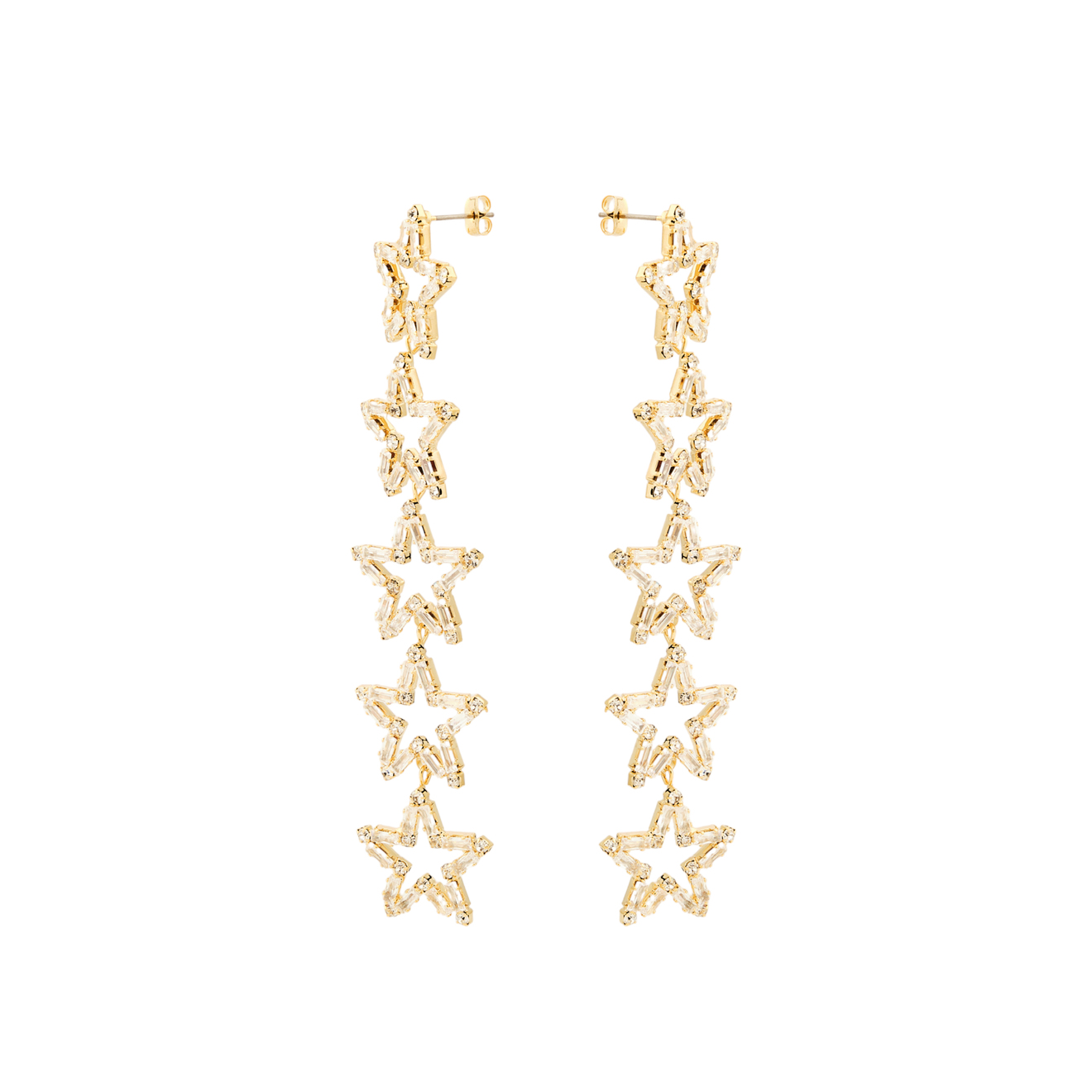 Herald Percy Золотистые длинные серьги с звездами с кристаллами herald percy двойные золотистые серьги с белыми кристаллами