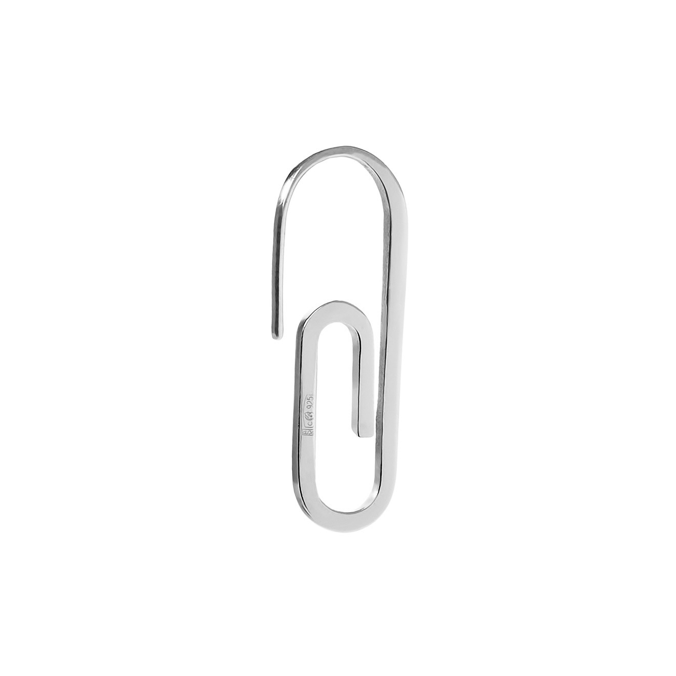 Silver paperclip mono-earring