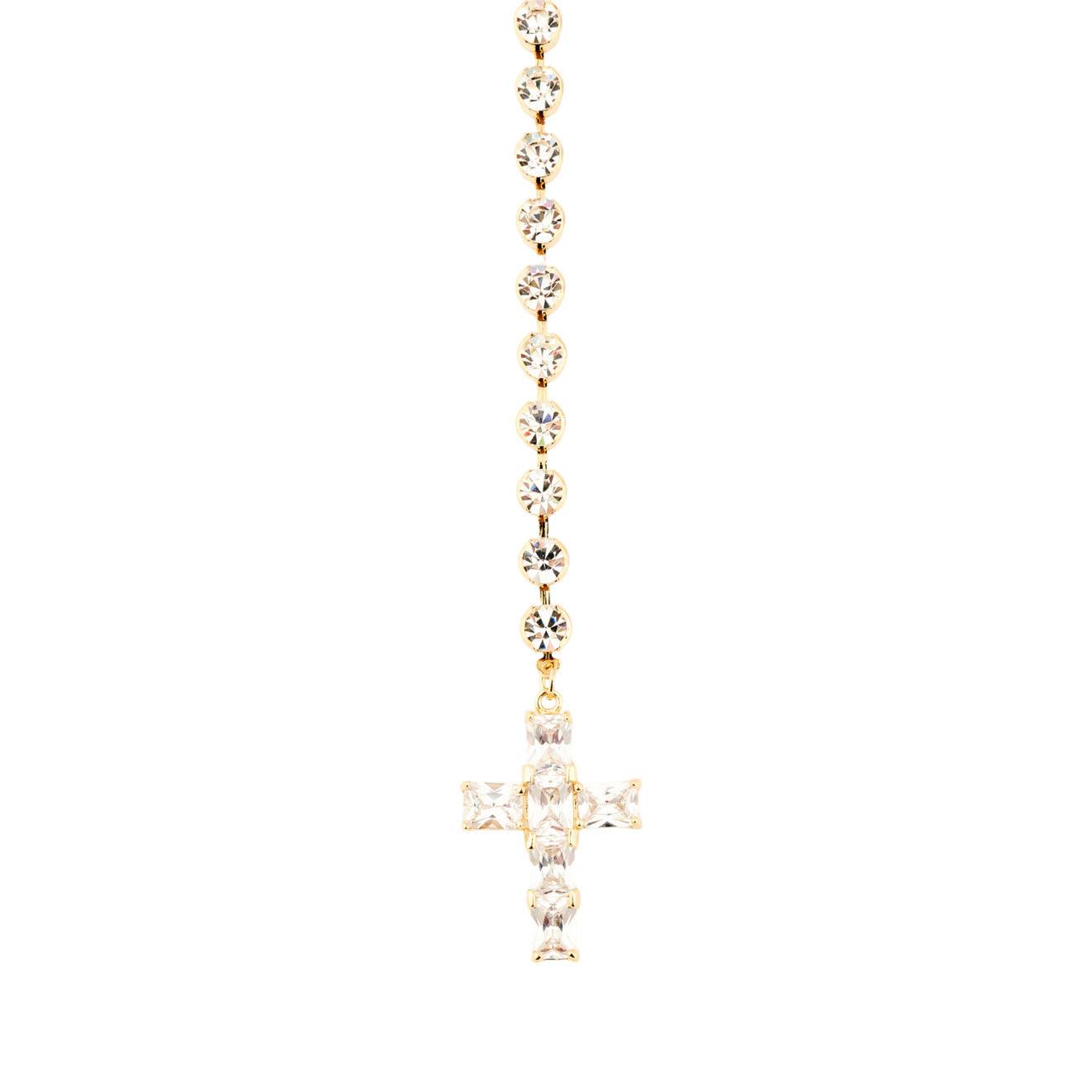 Herald Percy Золотистый сотуар с белыми кристаллами и подвеской крестом