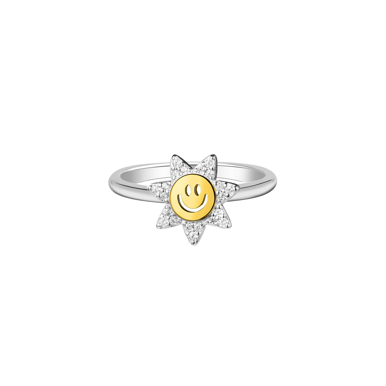 WANNA?BE! Кольцо Смайл-цветок с камнями биколорное lisa smith биколорное кольцо с кисточкой из цепочек