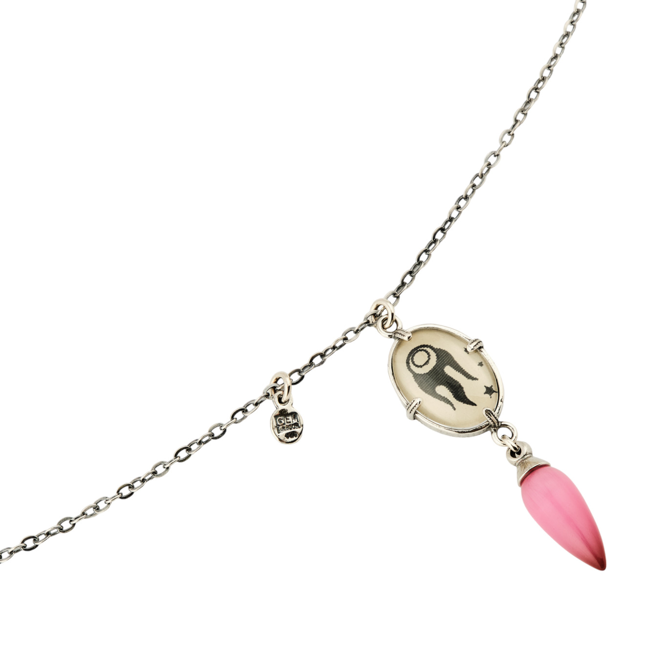 Gem Kingdom Колье с хрустальным кулоном и розовым камнем gem kingdom золотистое тонкое кольцо lizzy с розовым кварцем